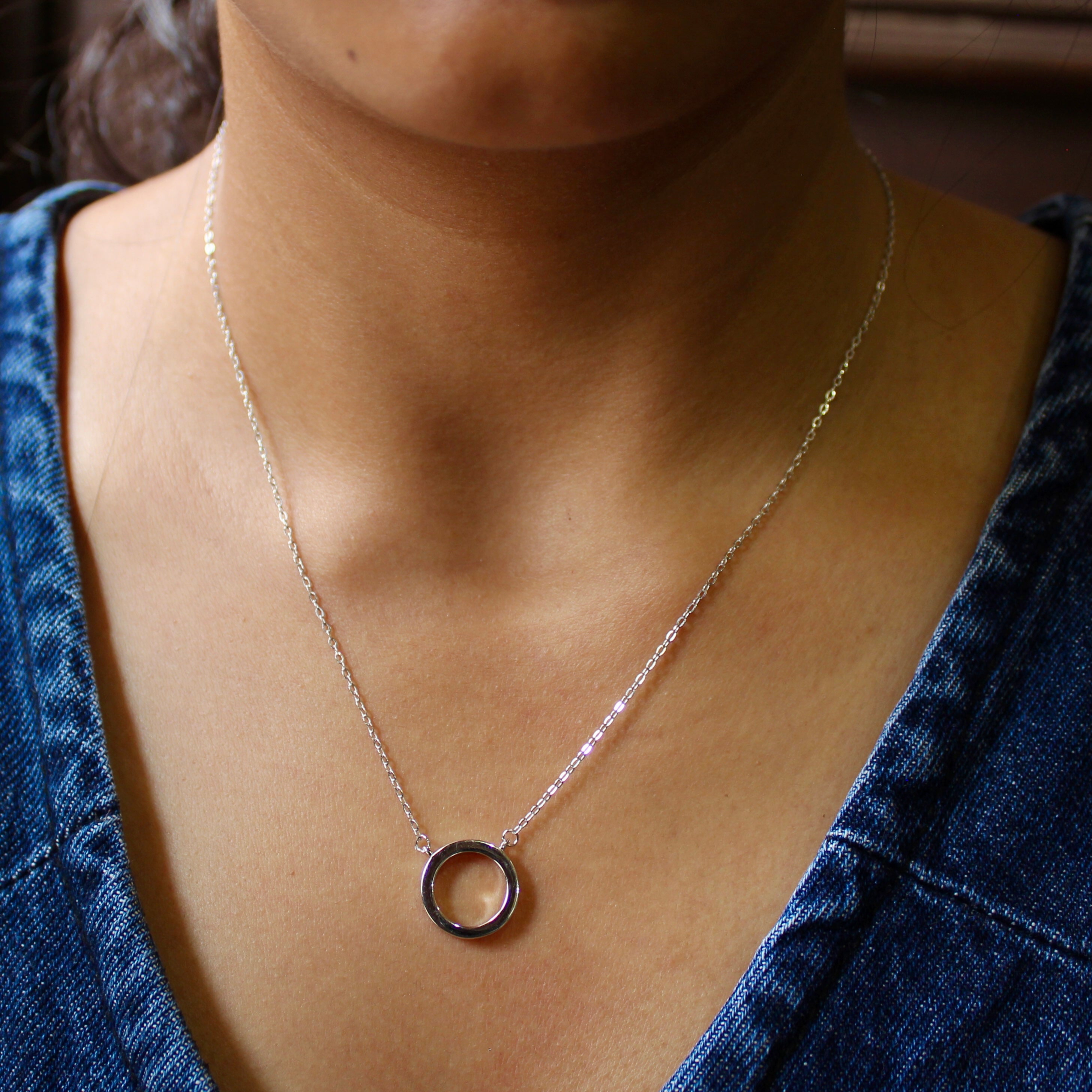 Classic Ring Charm 925 Pure Silver Minimal Chain
