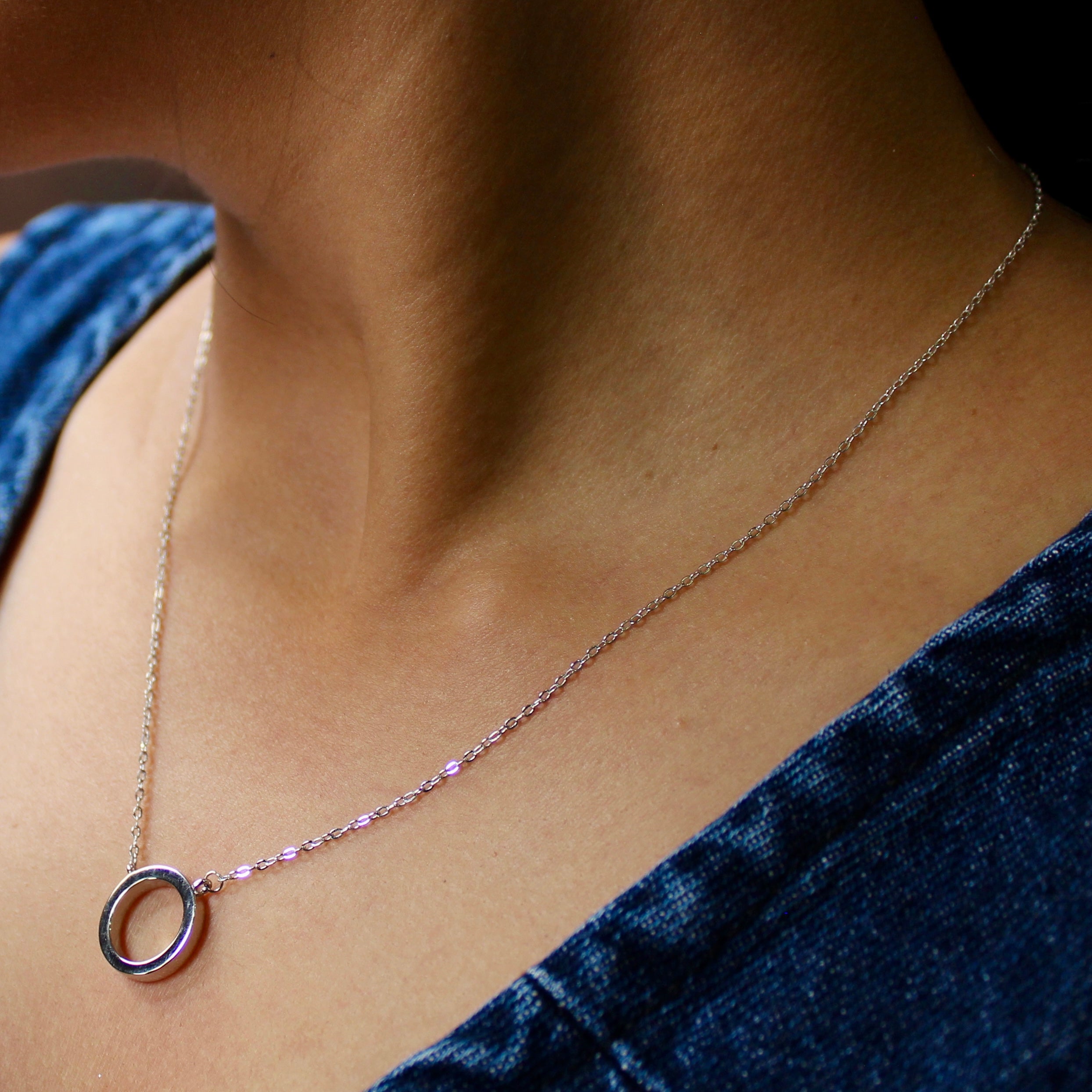 Classic Ring Charm 925 Pure Silver Minimal Chain