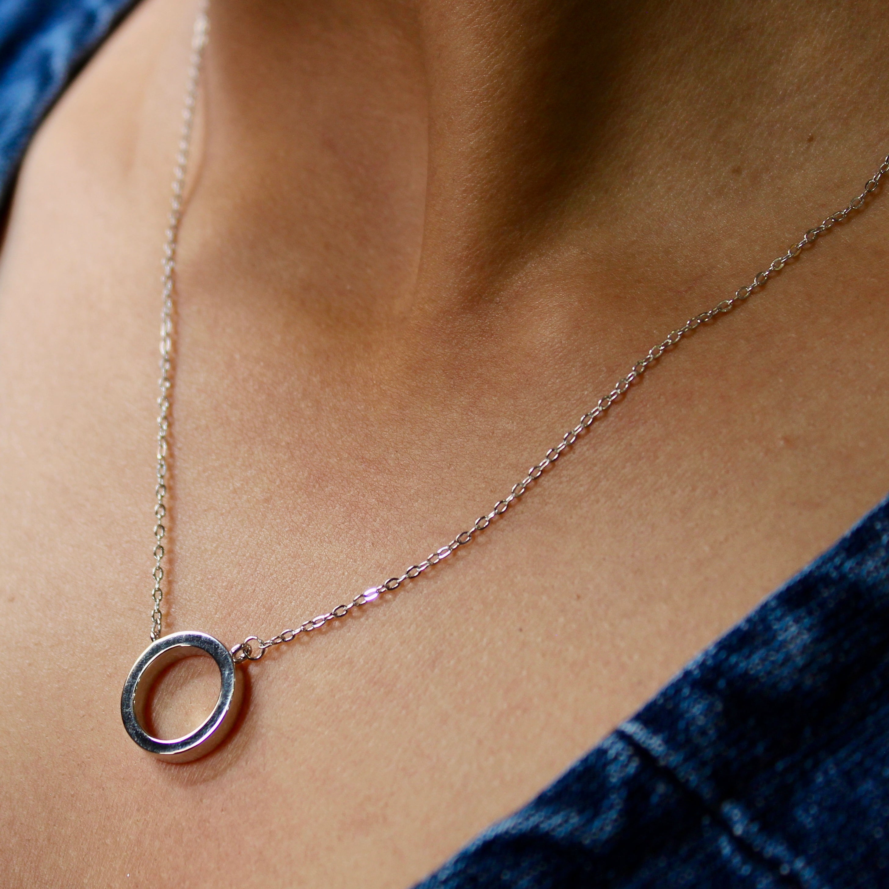 Classic Ring Charm 925 Pure Silver Minimal Chain