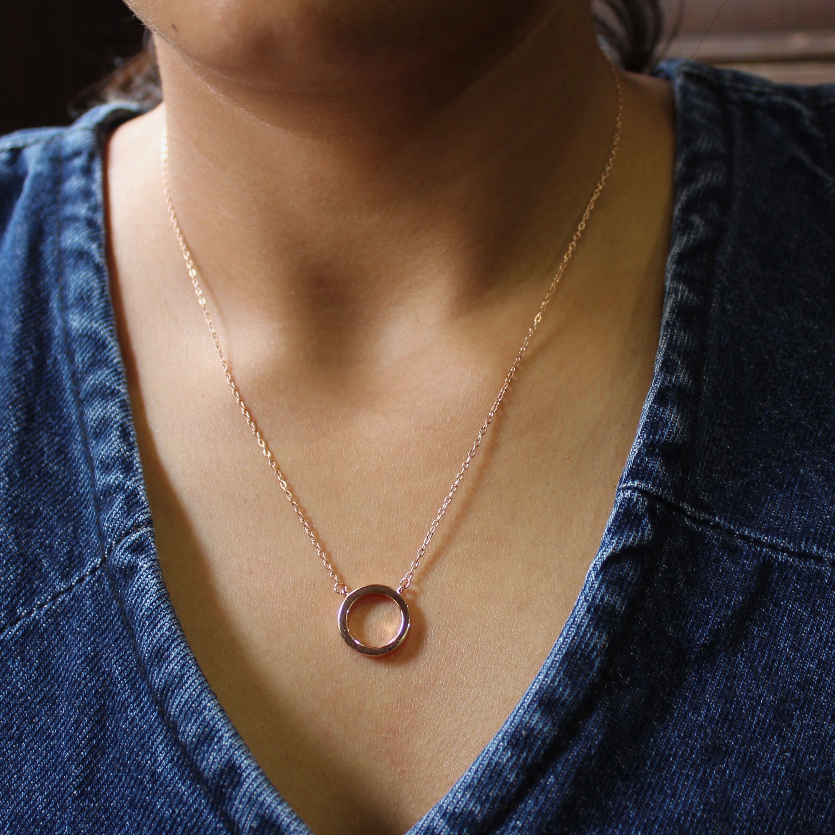 Classic Ring Charm Minimal Chain in Rose Gold Polish 925 Silver