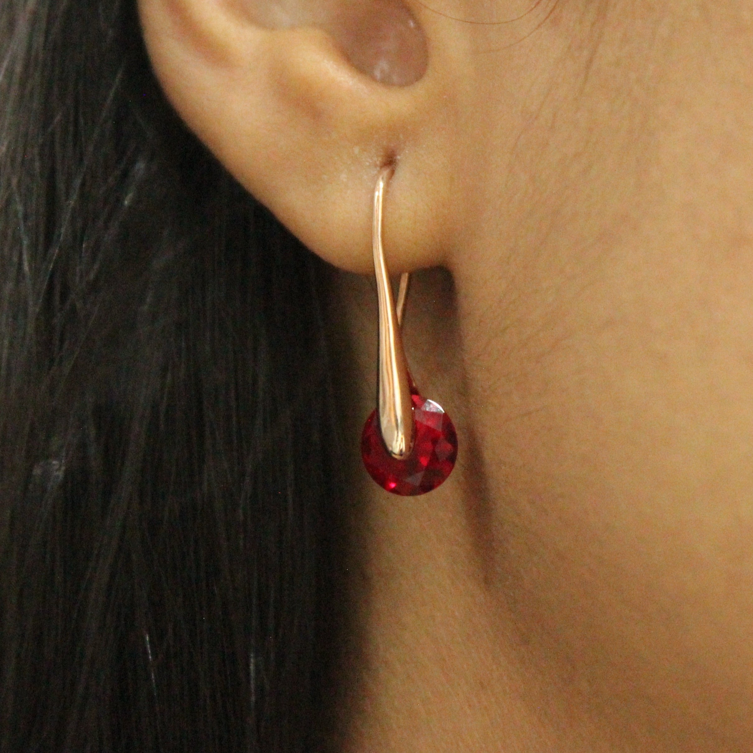 Ruby 925 silver Pendant with silver Earrings Set in rose gold polish