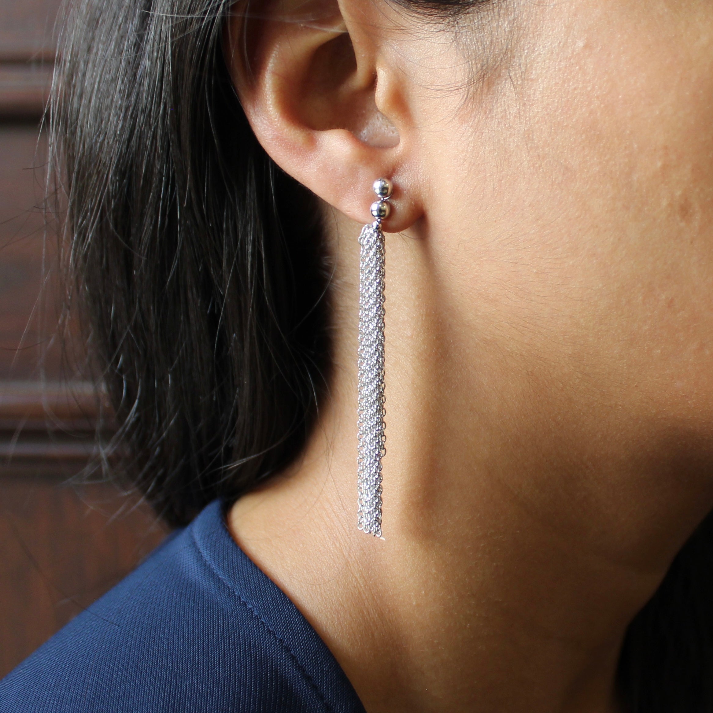 Chains Hanging Heavy Earrings in 925 Silver
