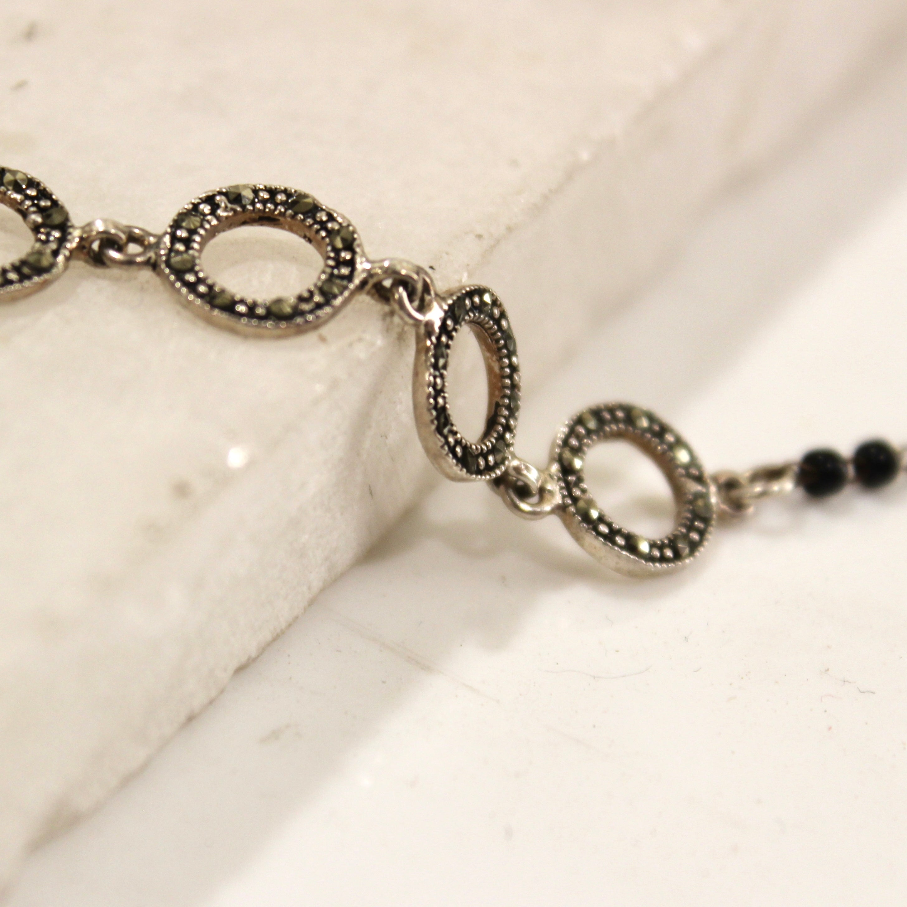 5 Rings Oxidised Charm pure 925 Silver Mangalsutra Bracelet