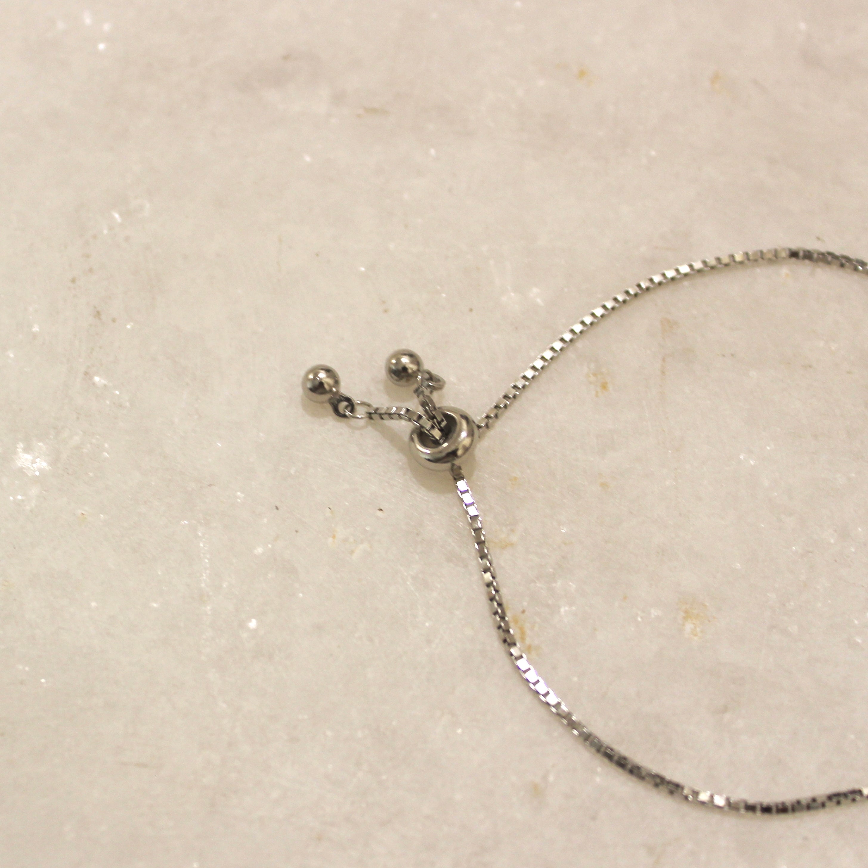 Evil Eye White Charm Circle Cube 925 Silver Adjustable Bracelet