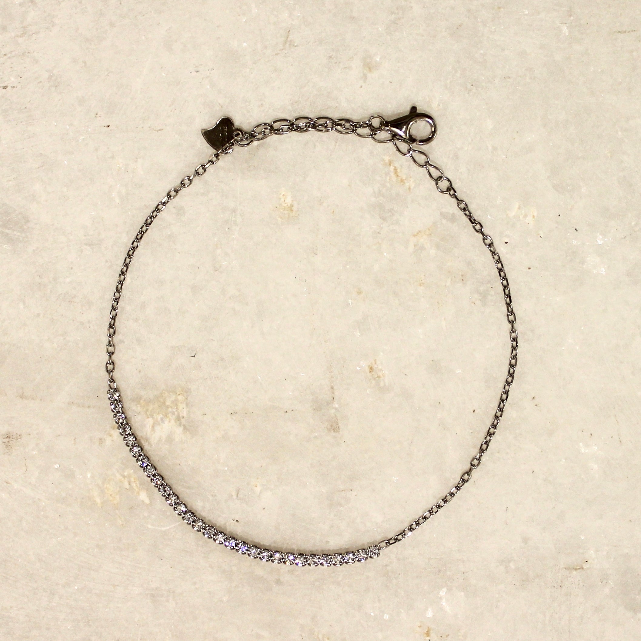 Zircon Stones Sleek Lined 925 Silver Minimal Bracelet