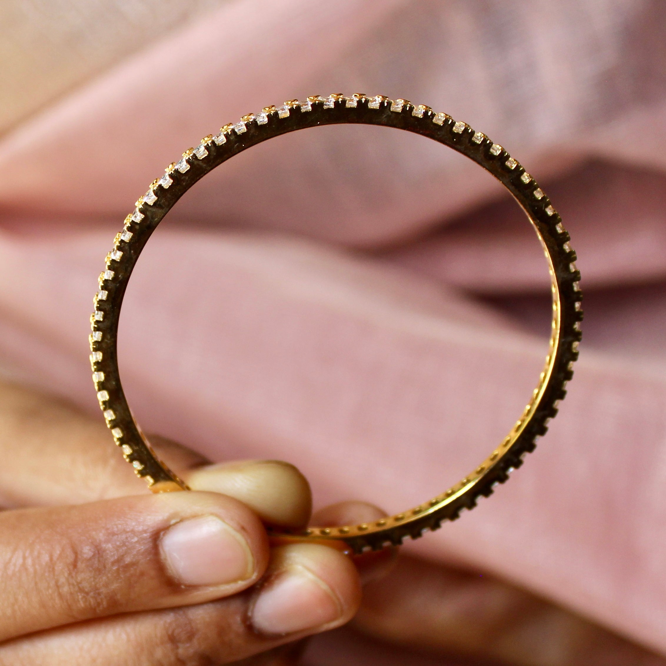 Tennis Bangles in Gold Plated 925 Silver- pair