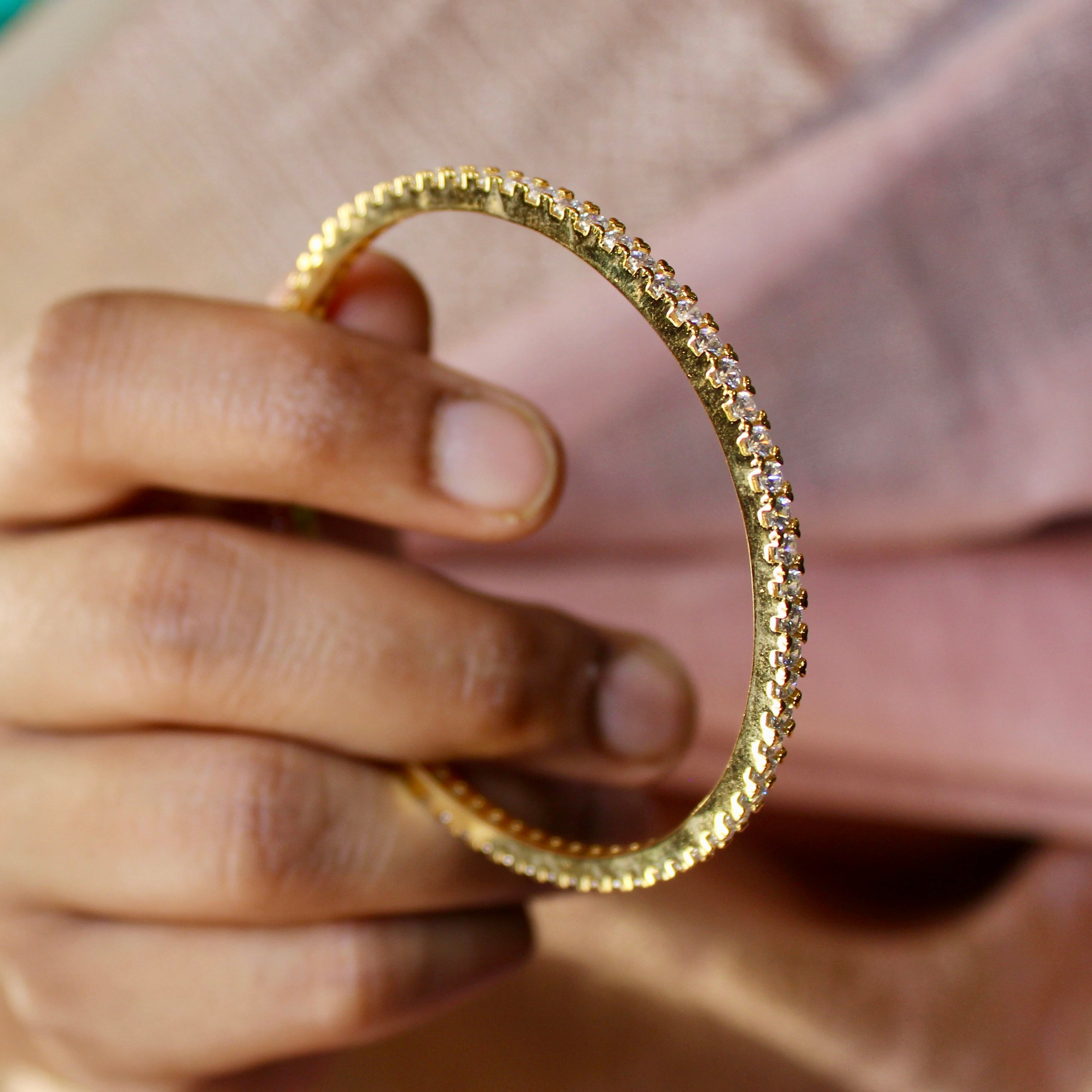 Tennis Bangles in Gold Plated 925 Silver- pair