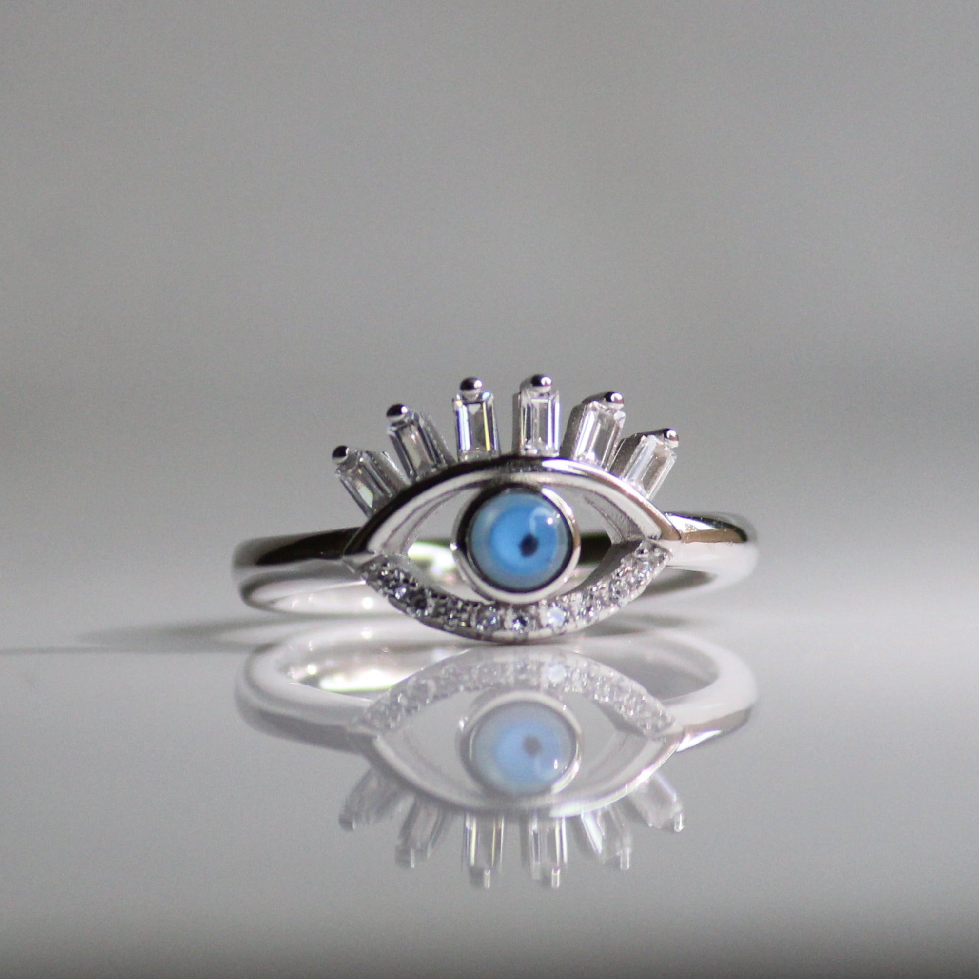 Evil Eye Crown 925 Pure Silver Ring