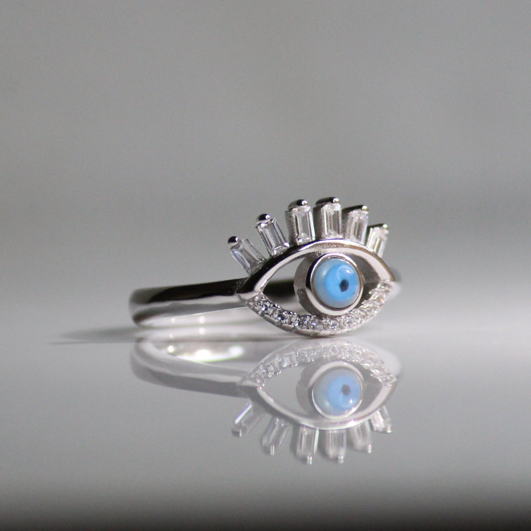 Evil Eye Crown 925 Pure Silver Ring