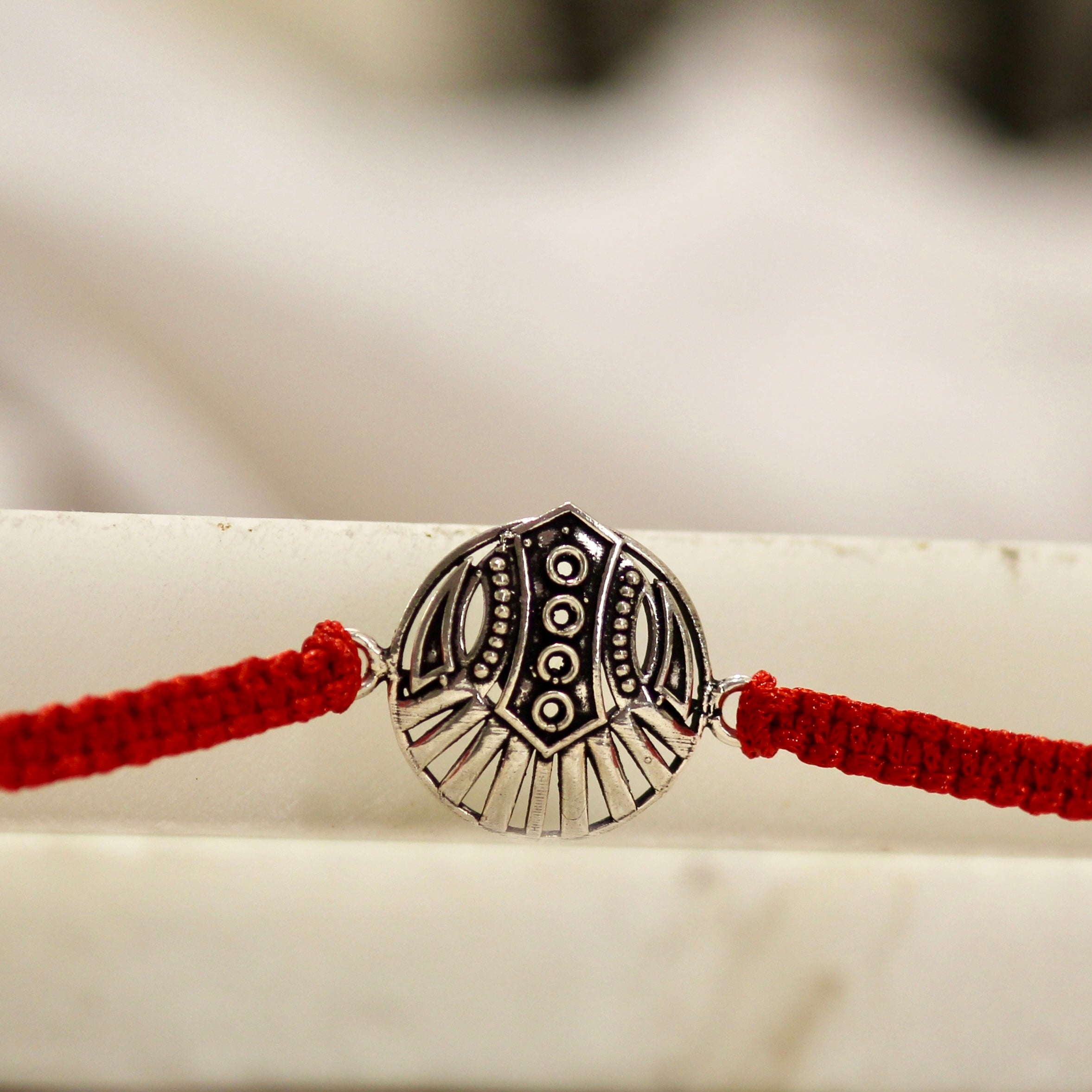 SHIELD 925 silver red thread rakhi