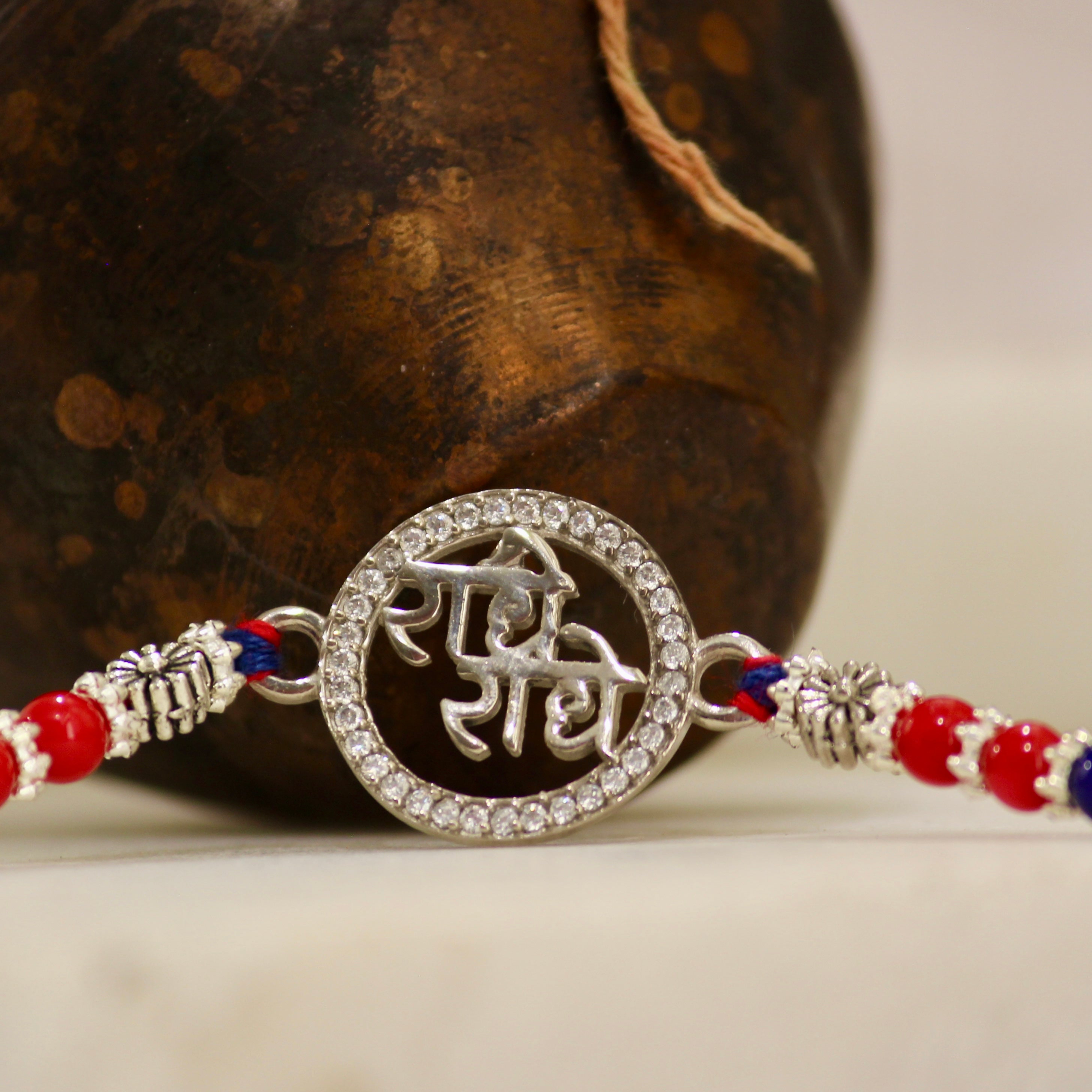 RADHE RADHE 925 silver red thread rakhi