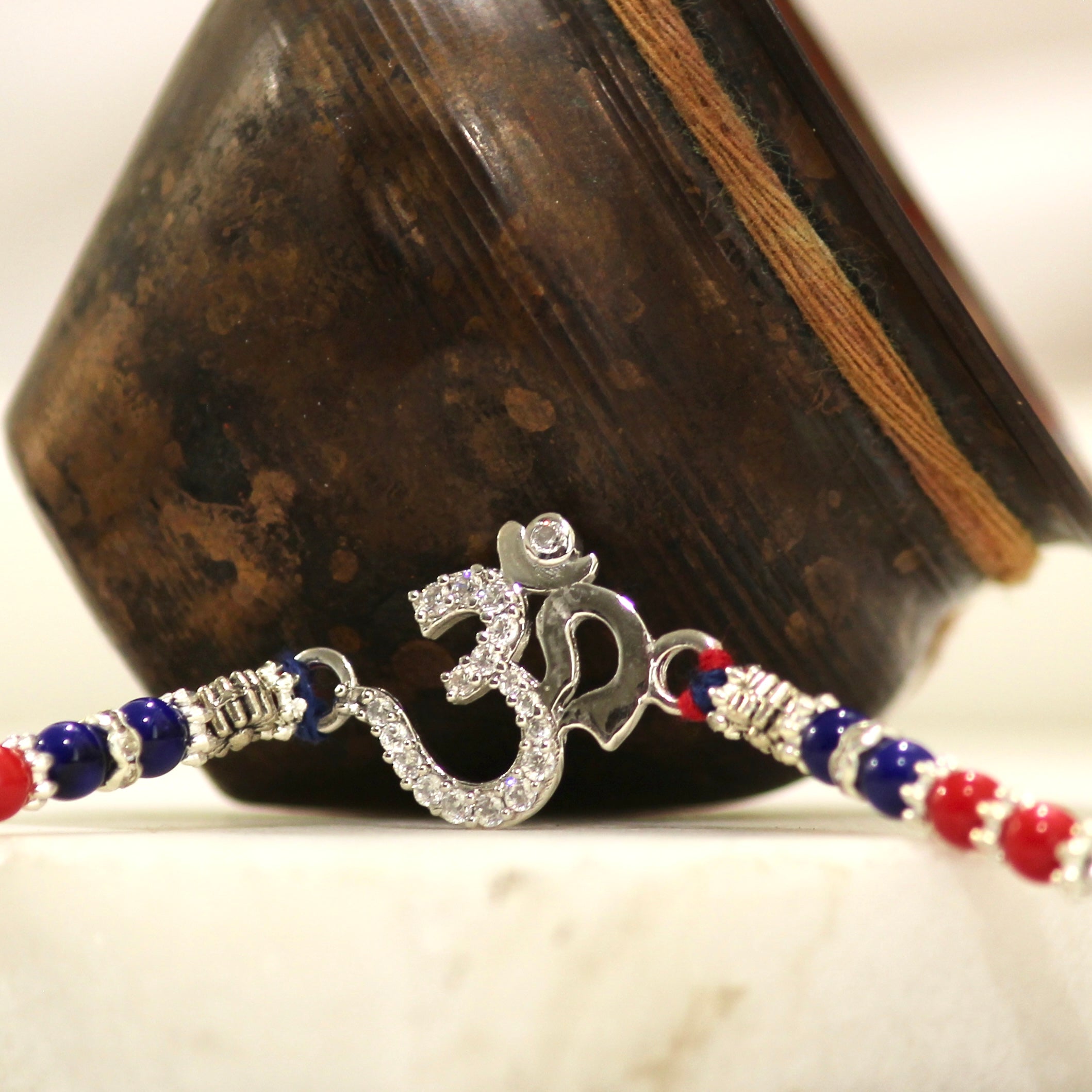OM CLASSIC 925 silver red thread rakhi