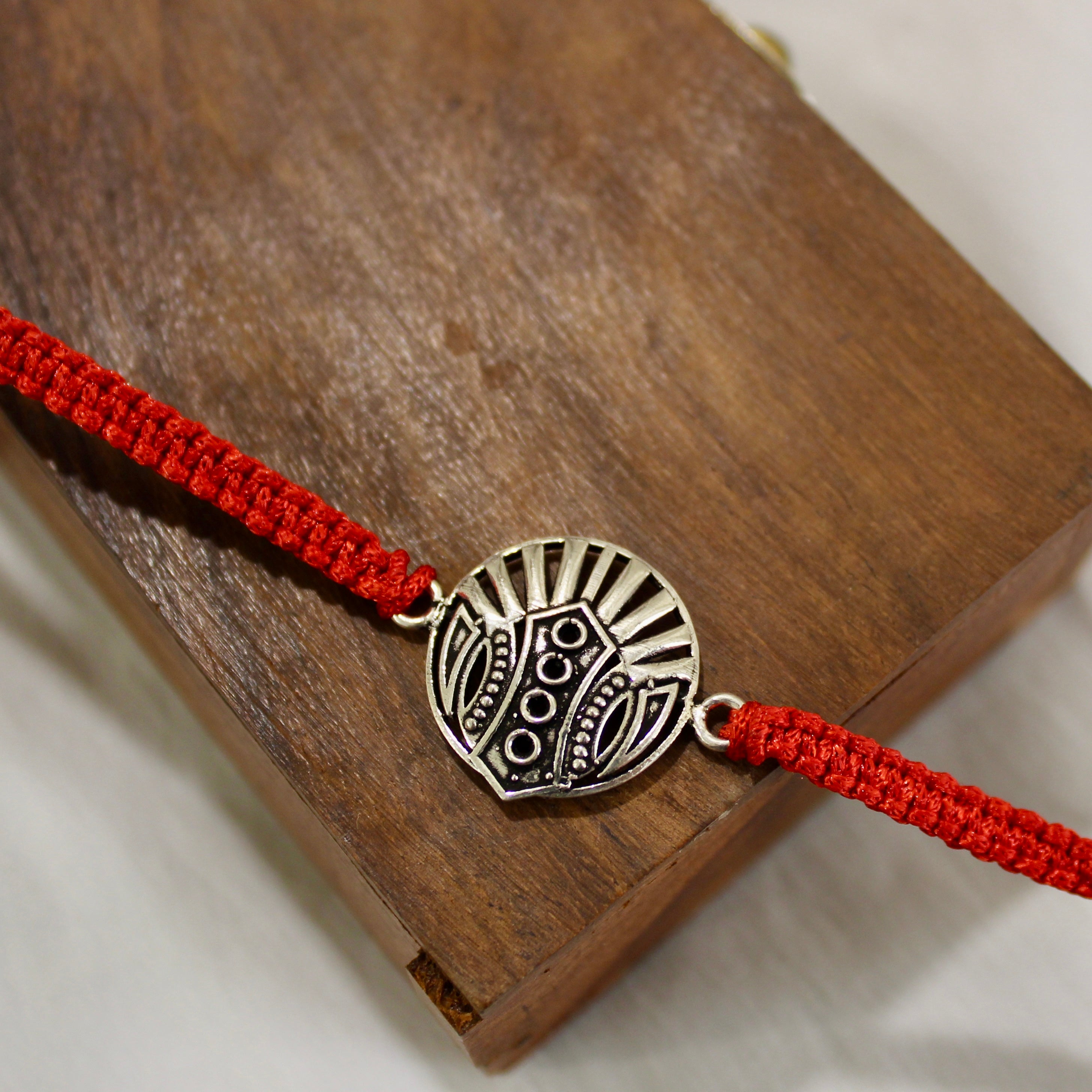 SHIELD 925 silver red thread rakhi