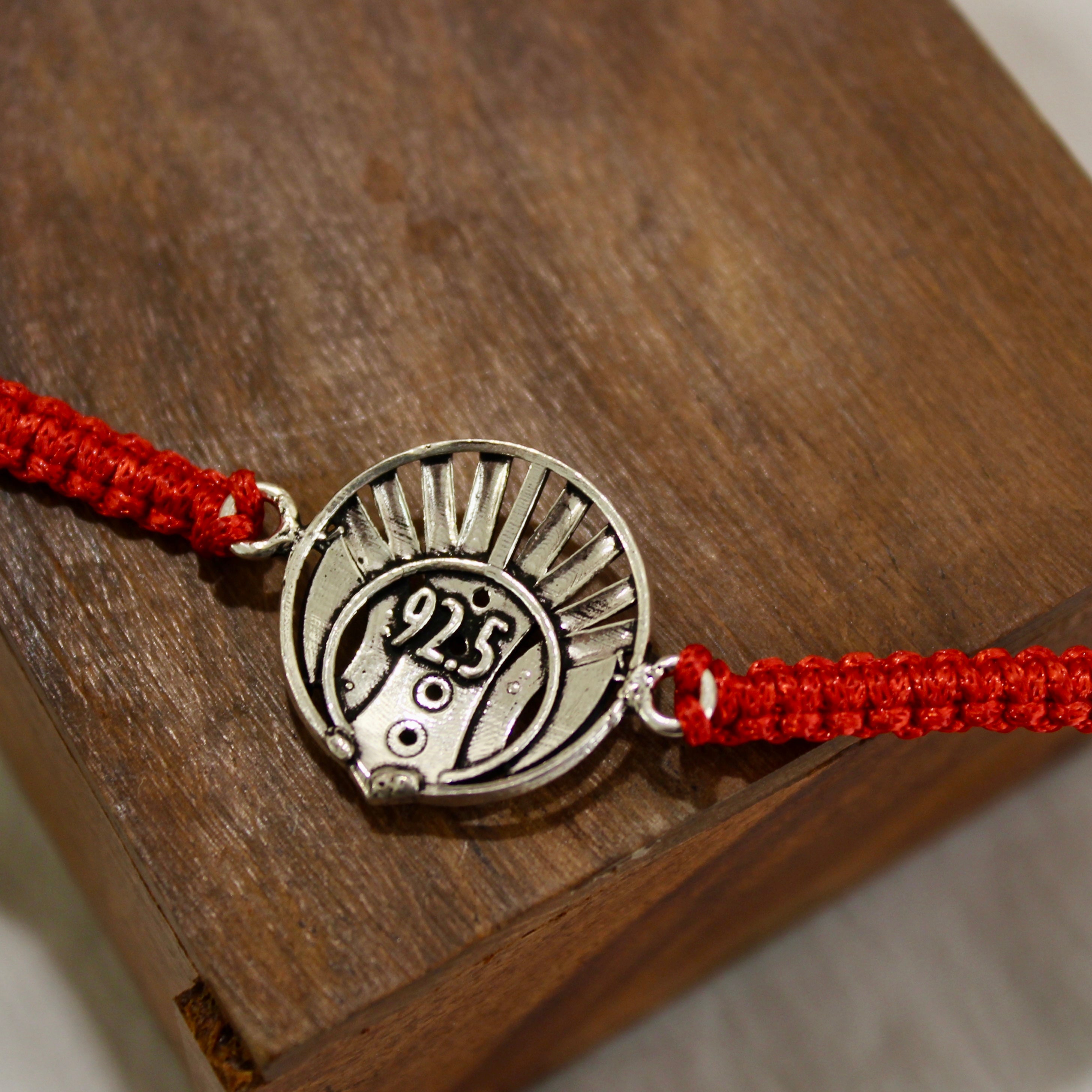 SHIELD 925 silver red thread rakhi