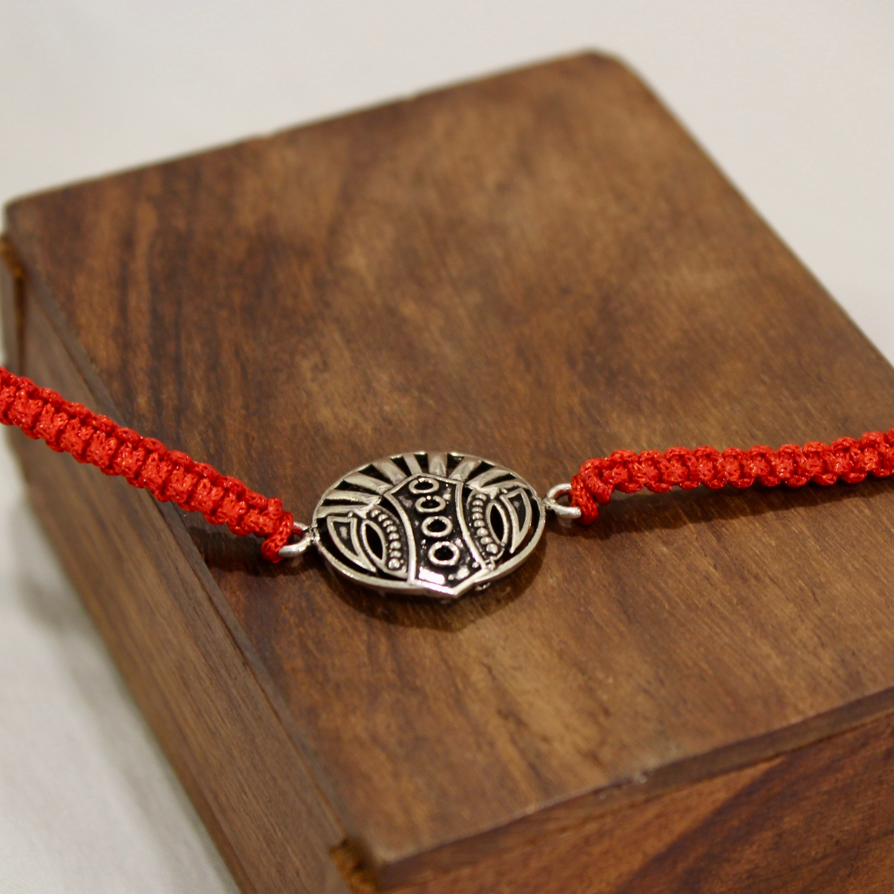 SHIELD 925 silver red thread rakhi