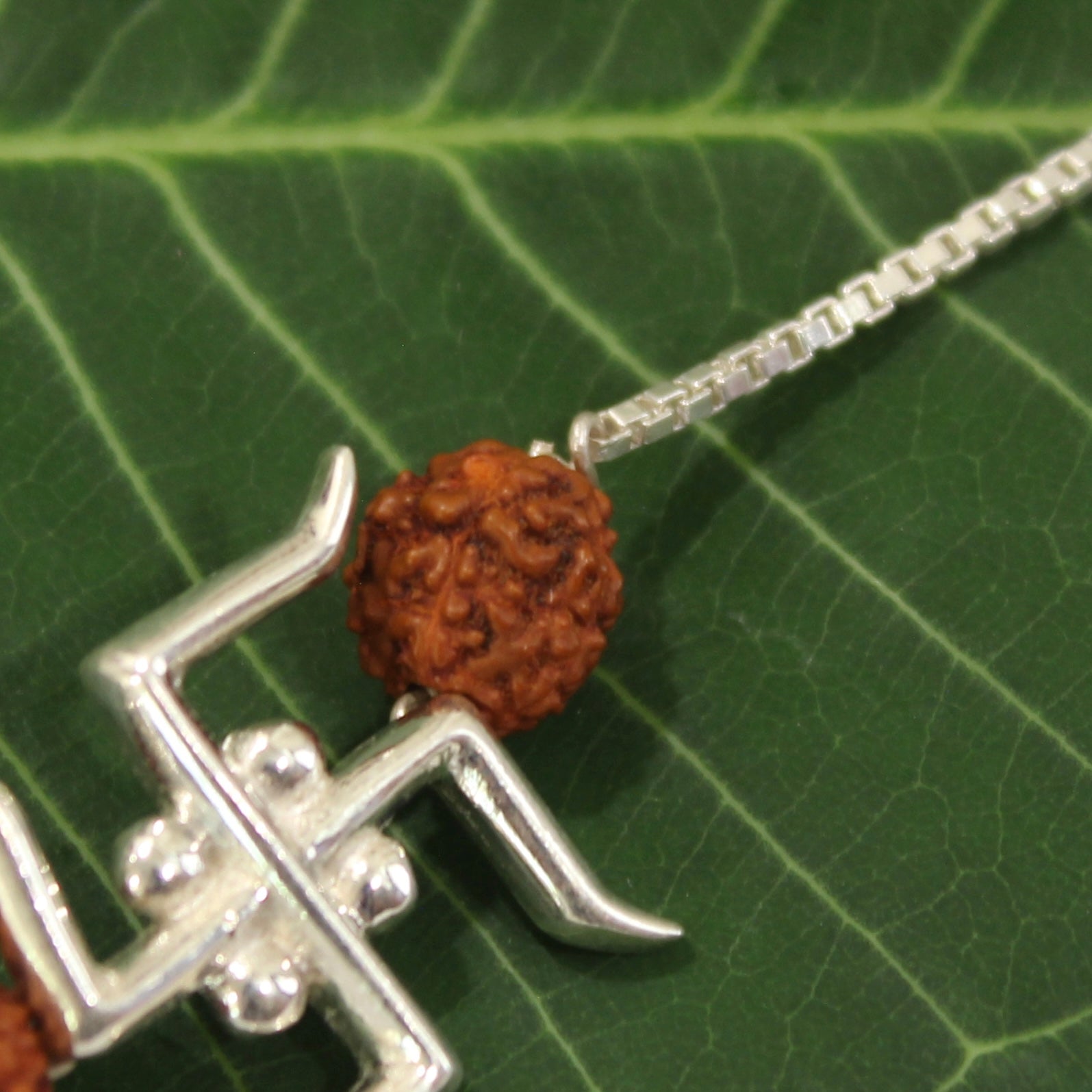 SATIYA WITH RUDRAKSHA chained rakhi in 925 Silver