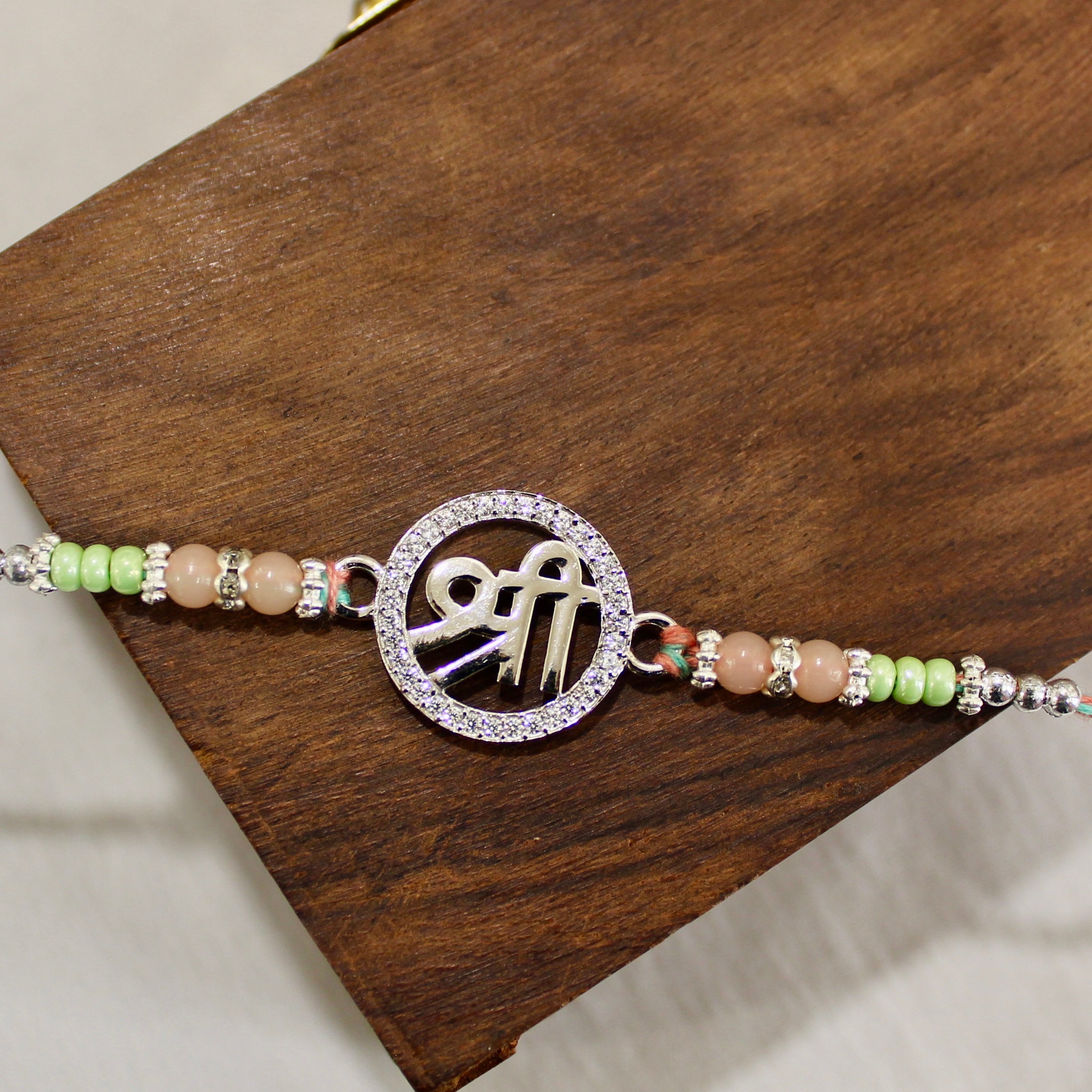 SHREE 925 silver peach thread Rakhi