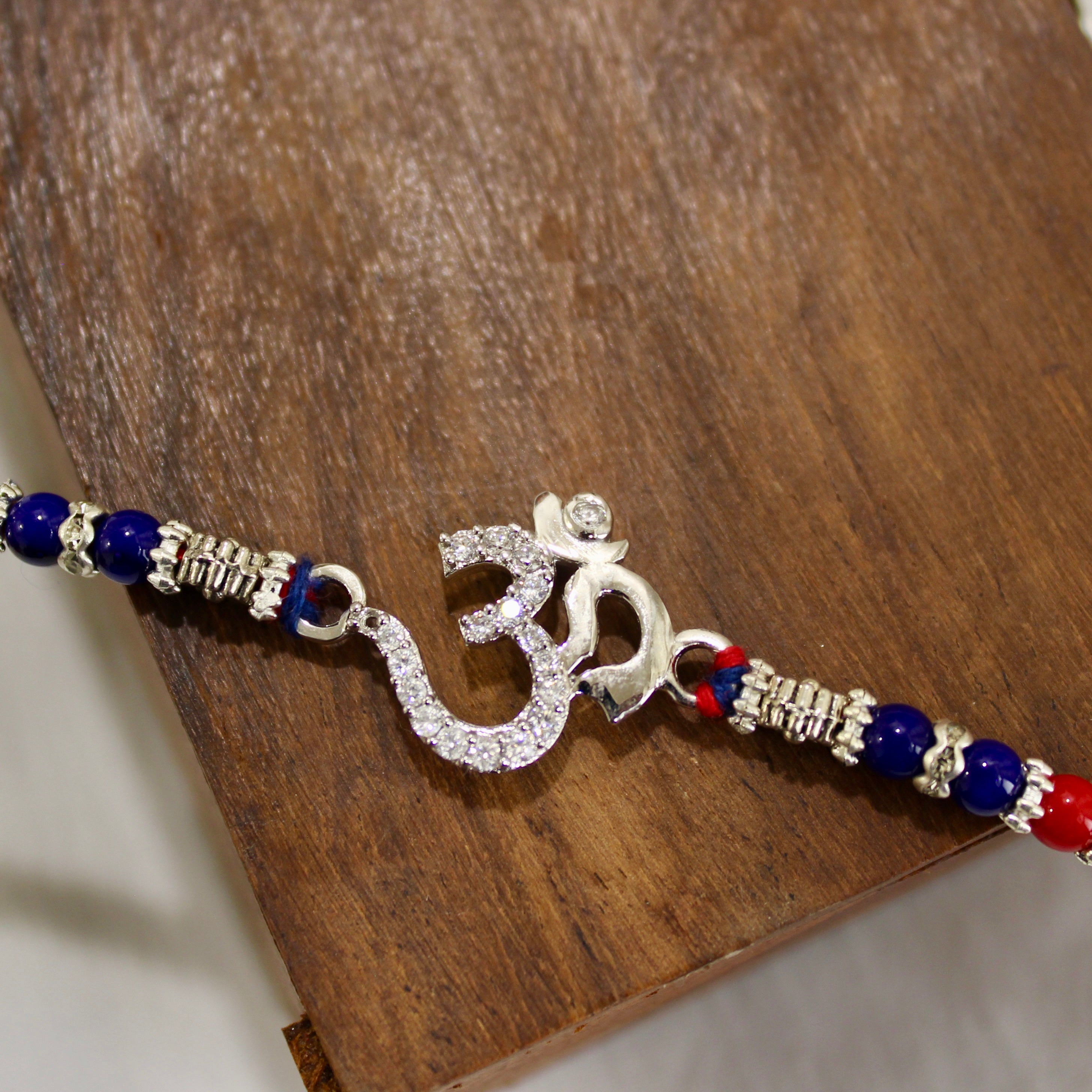 OM CLASSIC 925 silver red thread rakhi