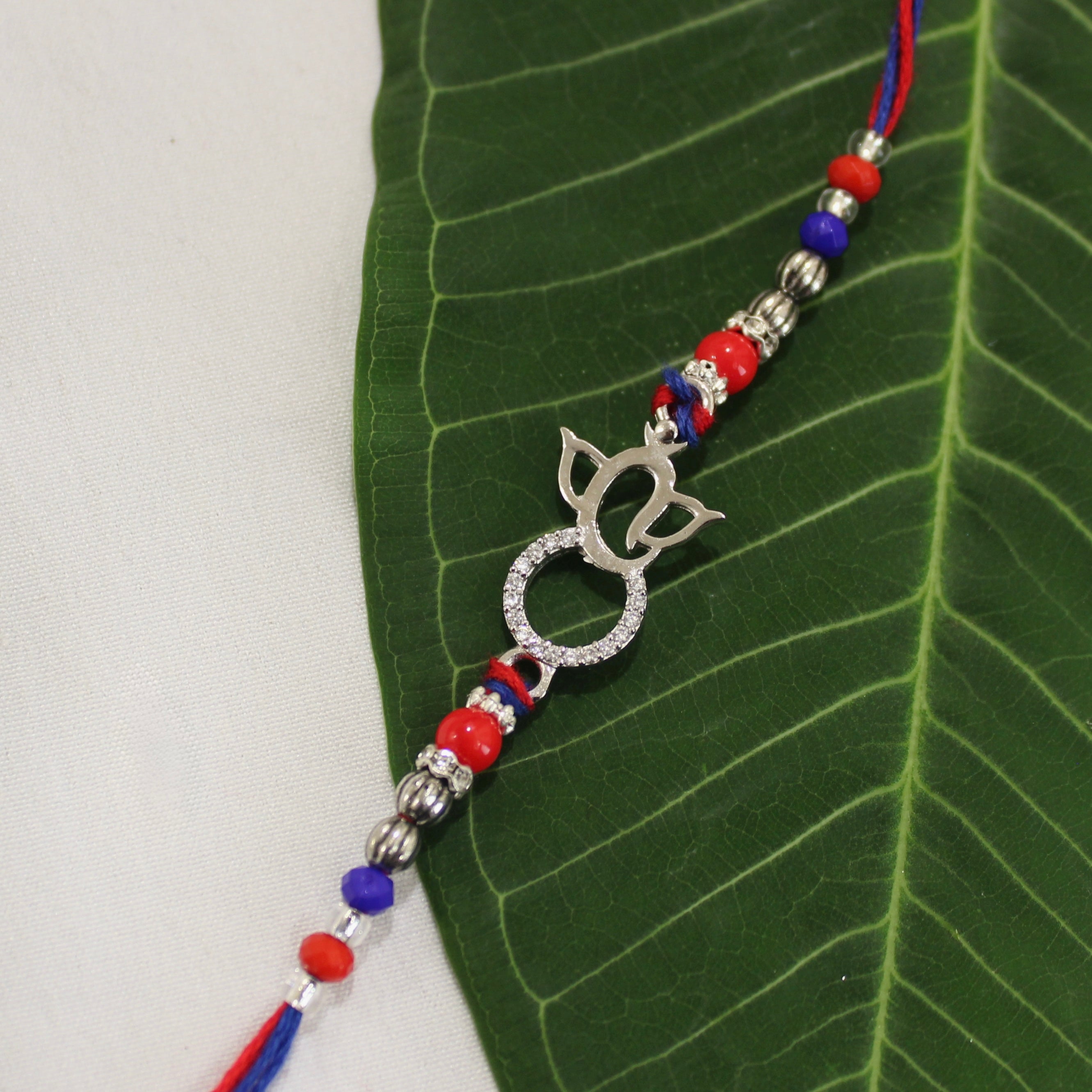 LORD GANESHA 925 silver red thread rakhi