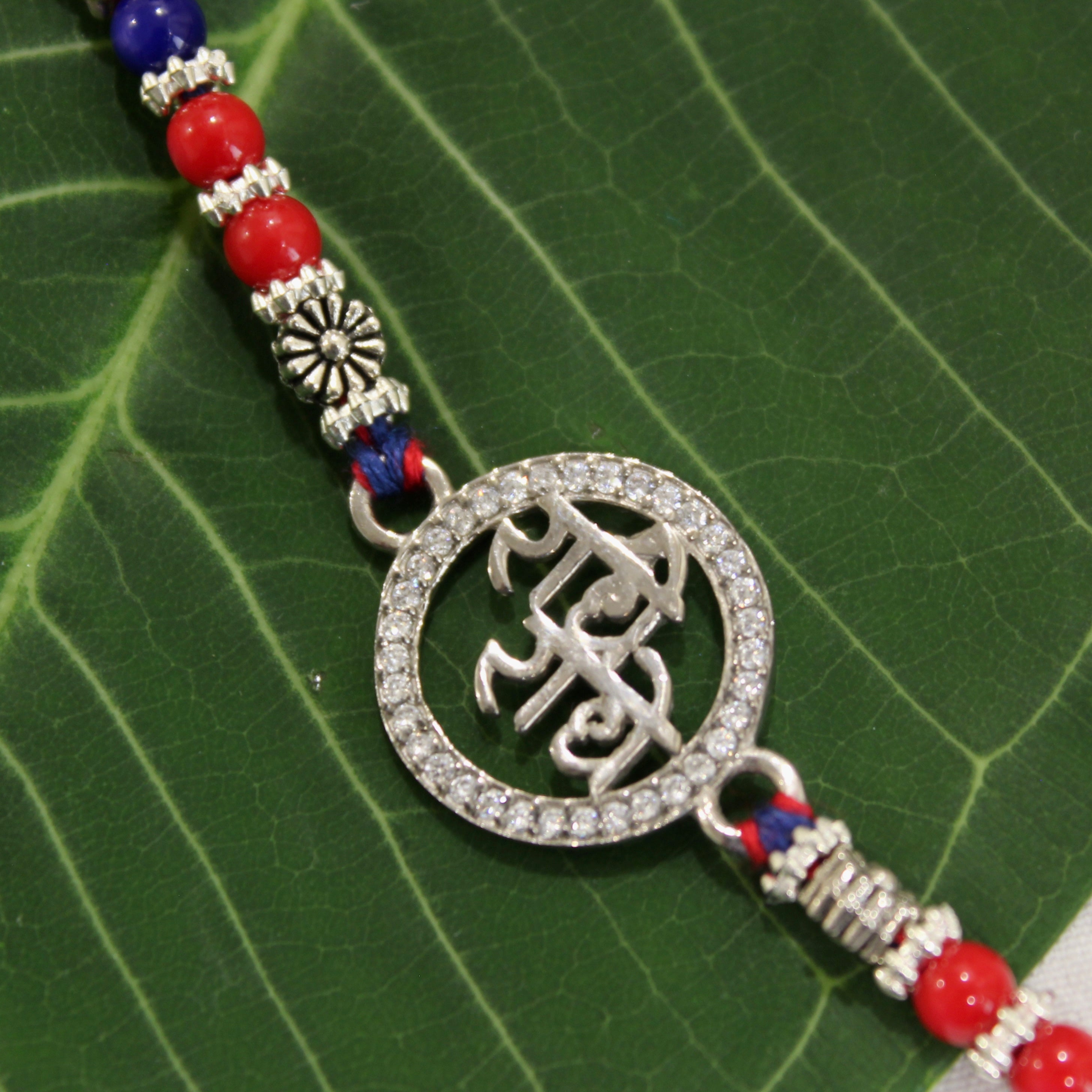 RADHE RADHE 925 silver red thread rakhi