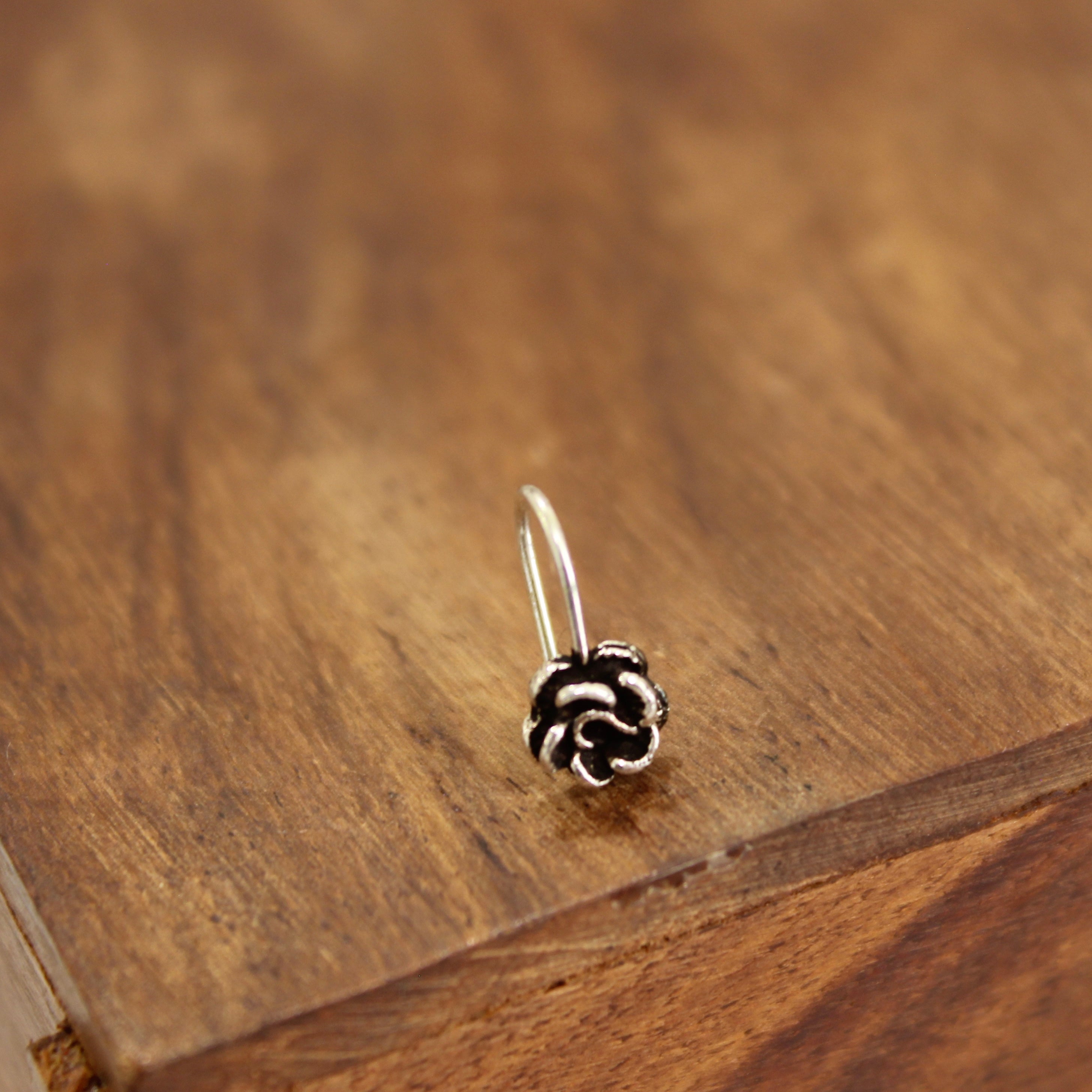 Rose adjustable 925 pure silver nosepin- Non pierced
