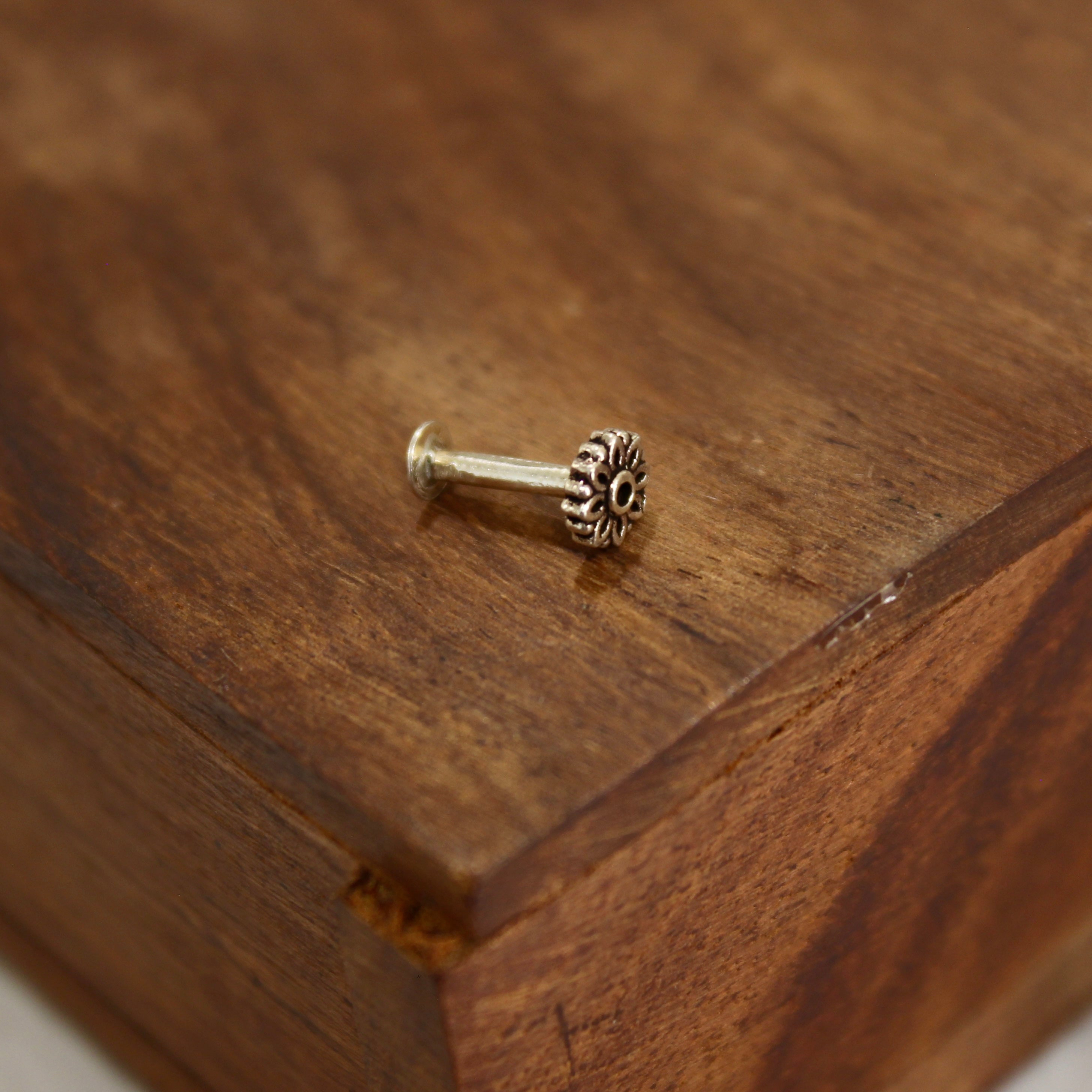 Sunflower 925 pure silver nosepin- Pierced