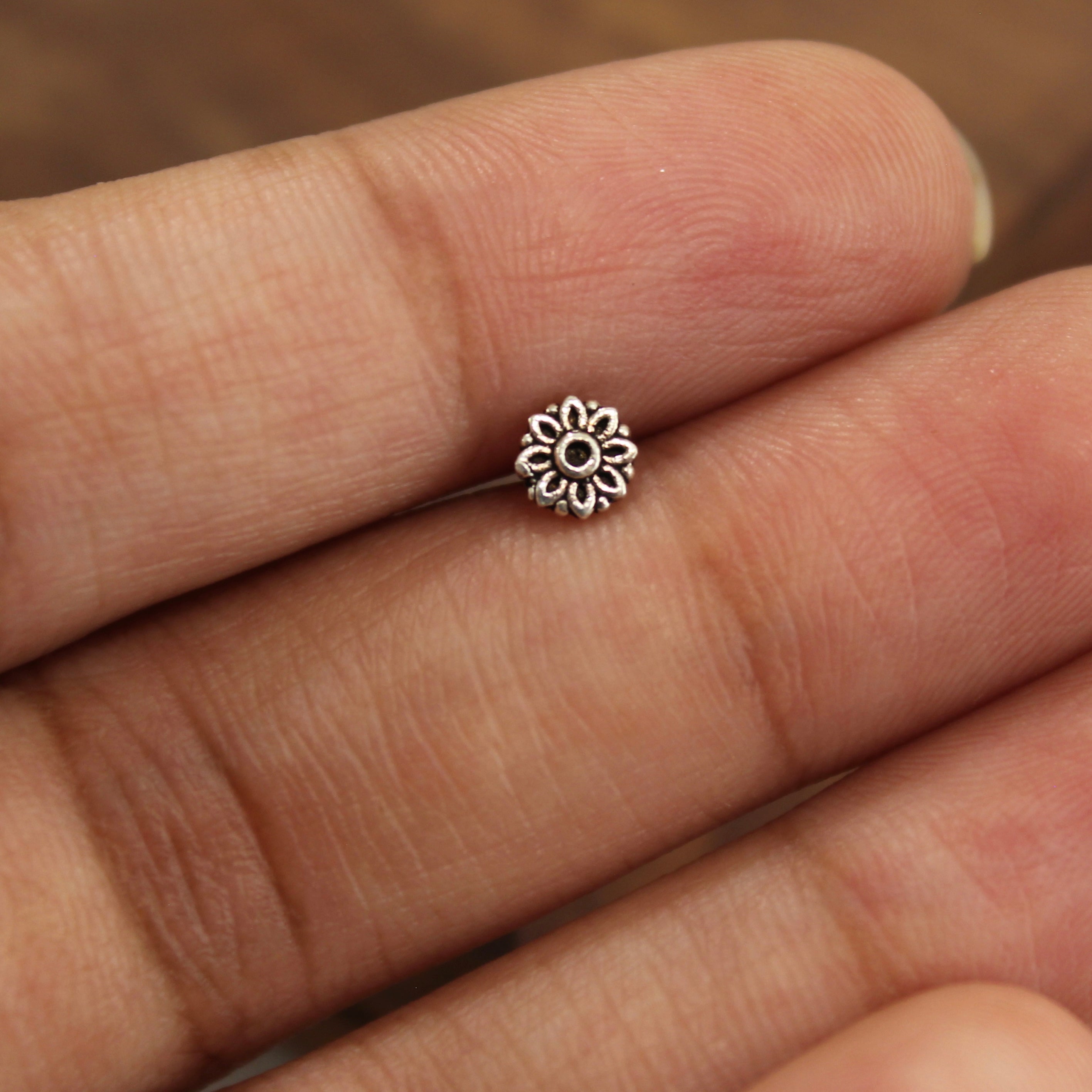 Sunflower 925 pure silver nosepin- Pierced
