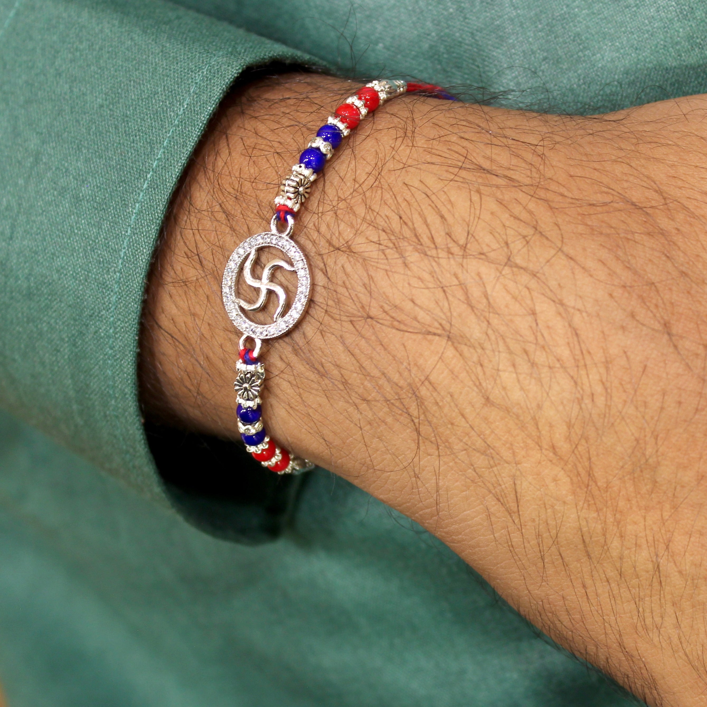 SATIYA CURVY 925 silver red thread rakhi