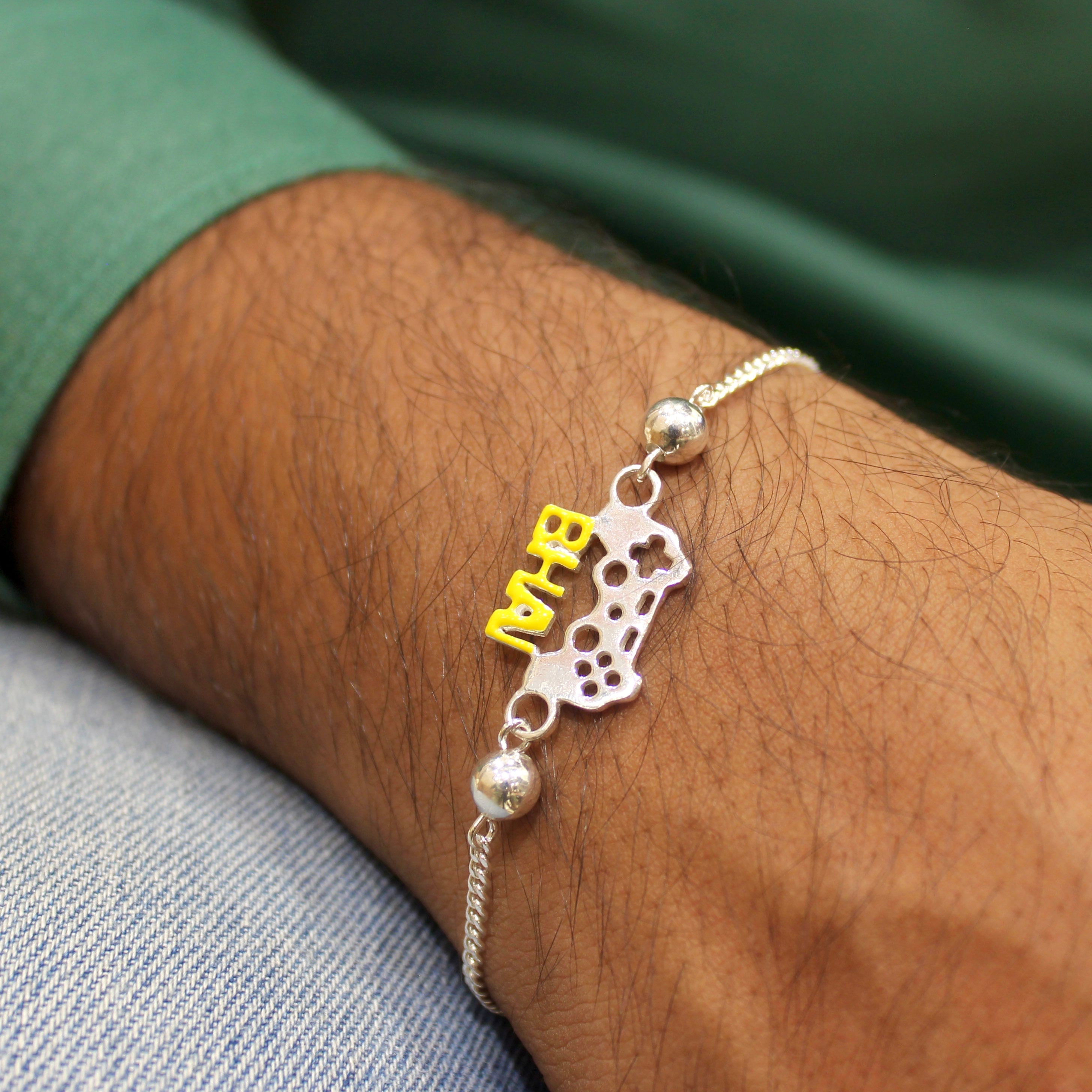GAMER BHAI chained rakhi in 925 silver