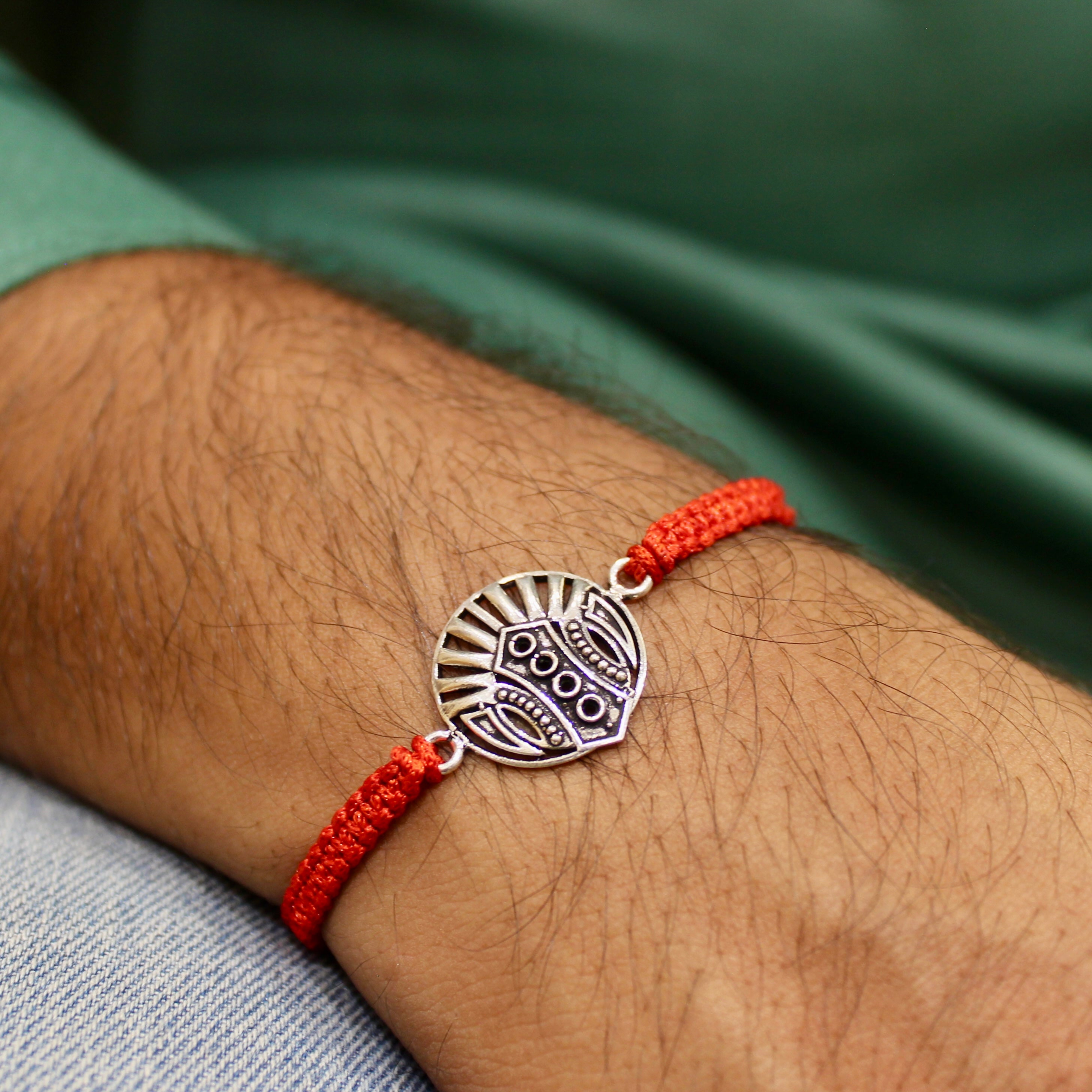 SHIELD 925 silver red thread rakhi