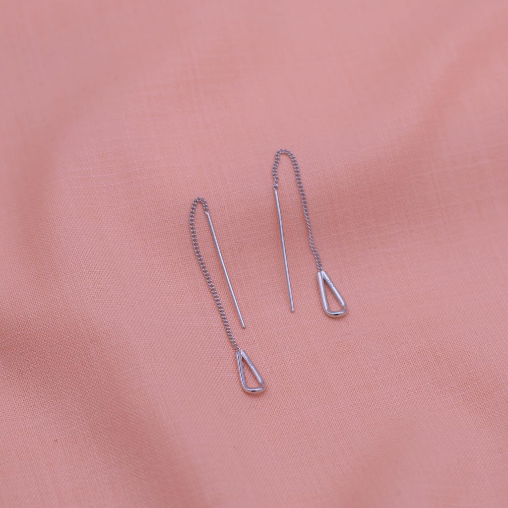 Divine Pure Silver Chain Drop Earrings in 925 silver
