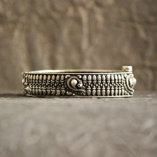 Peacock 925 oxidised silver antique kadha