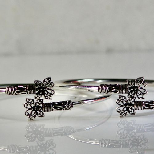 Butterfly Rajasthani 925 Pure Silver Anklet- Single piece