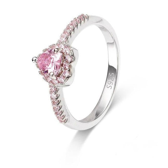 She Said yes Pink Glitter 925 Silver Ring