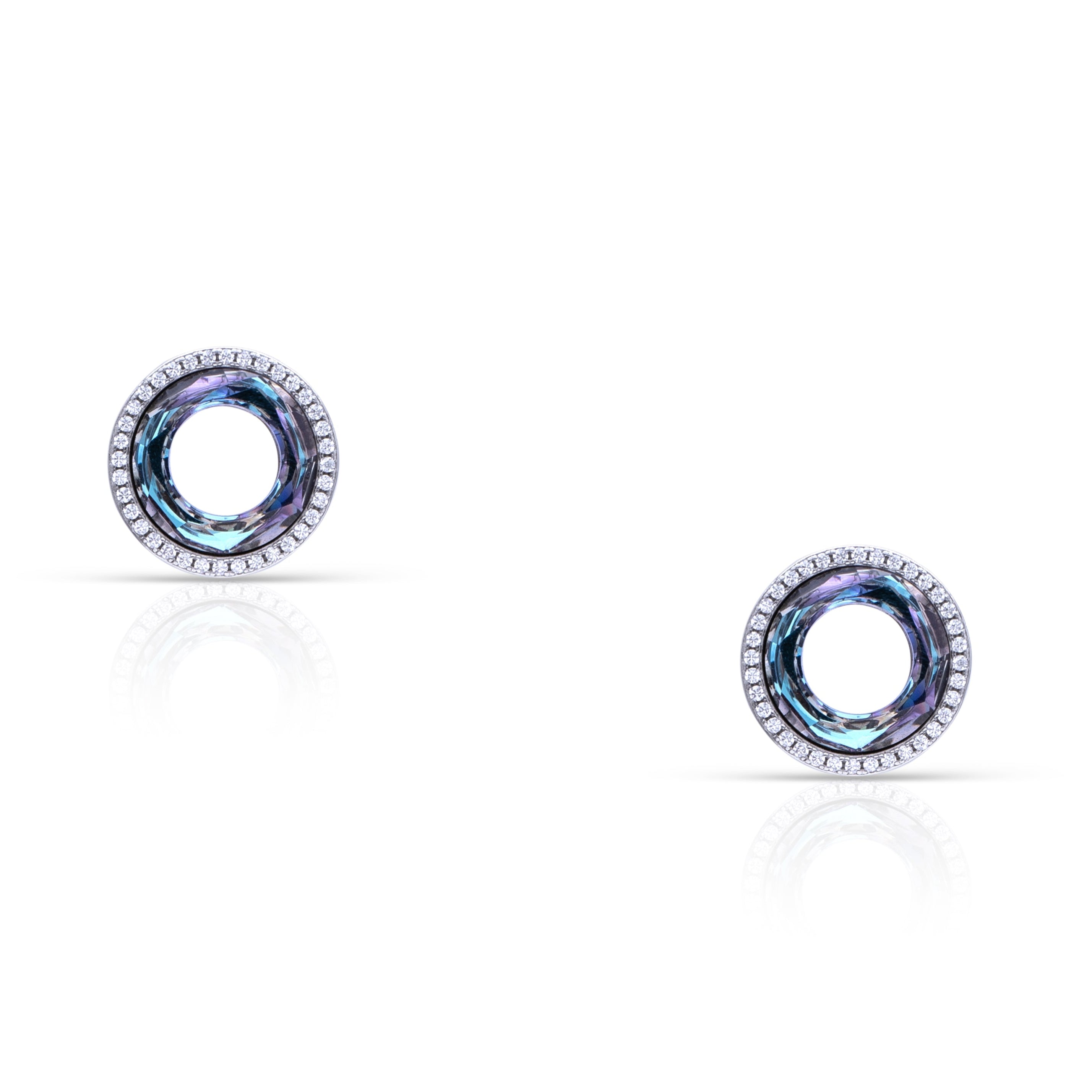 Crystal Rounded Zircon Stones Studs in 925 silver