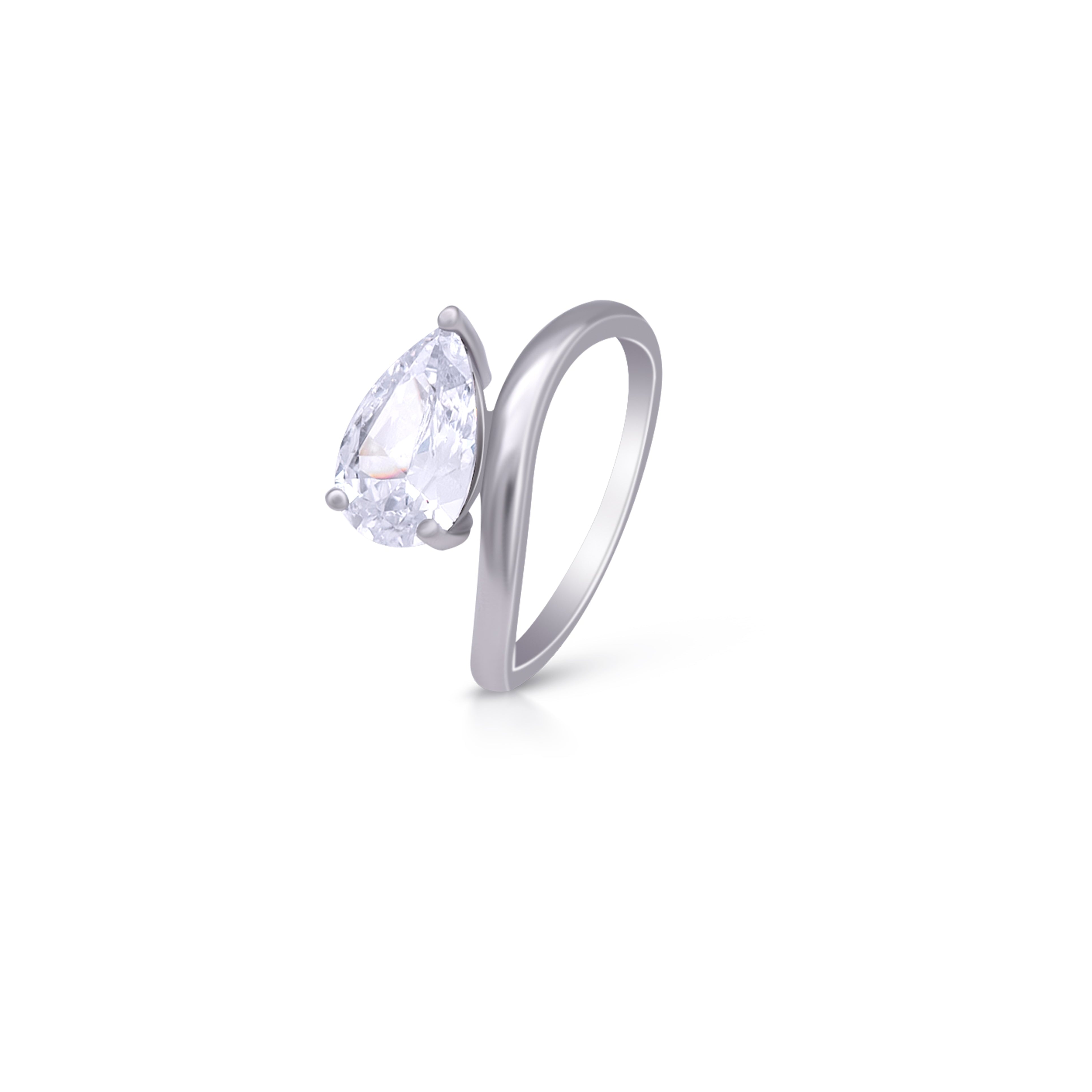 Big Zircon Stone on Side 925 Silver Minimal Ring