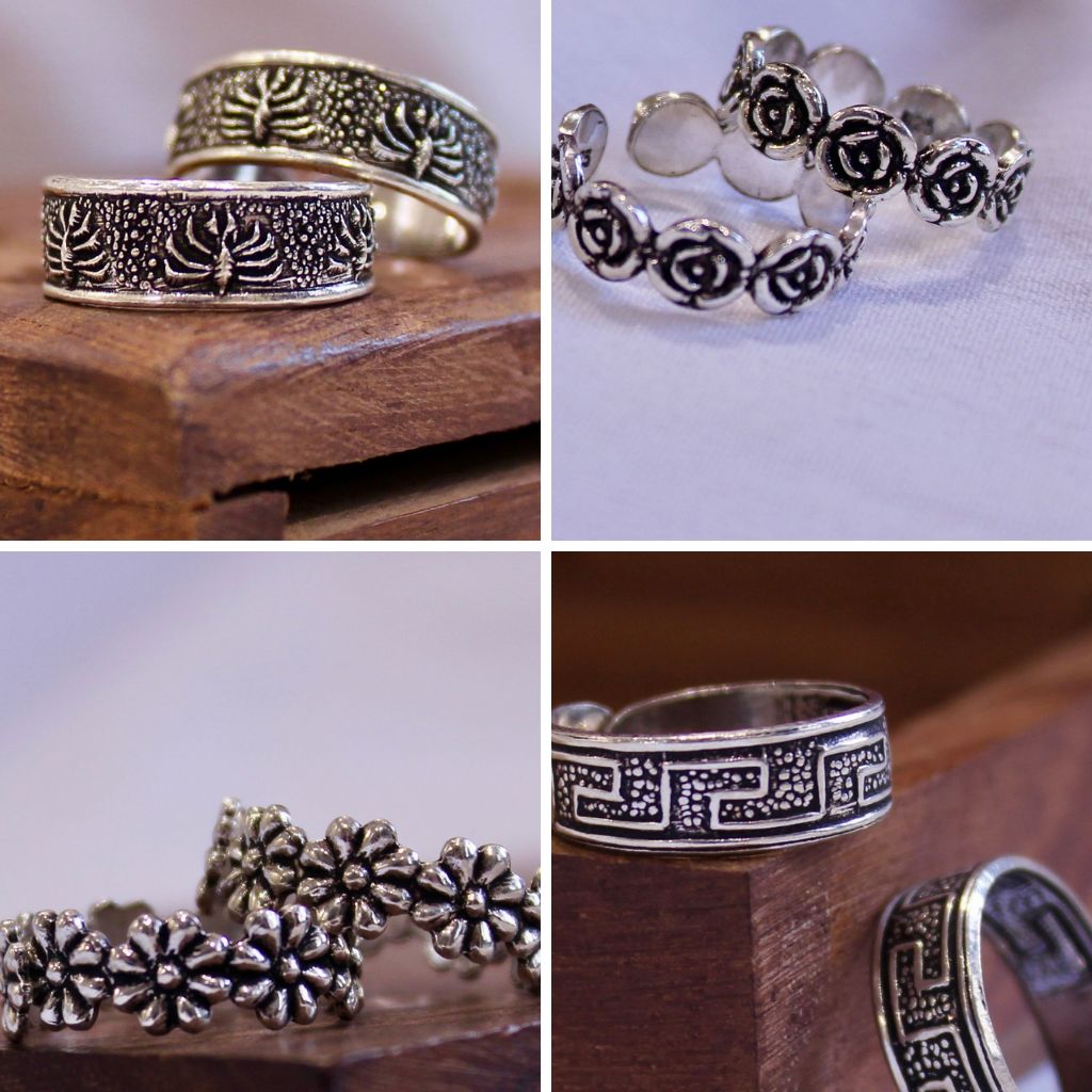 Silver ring for toe top