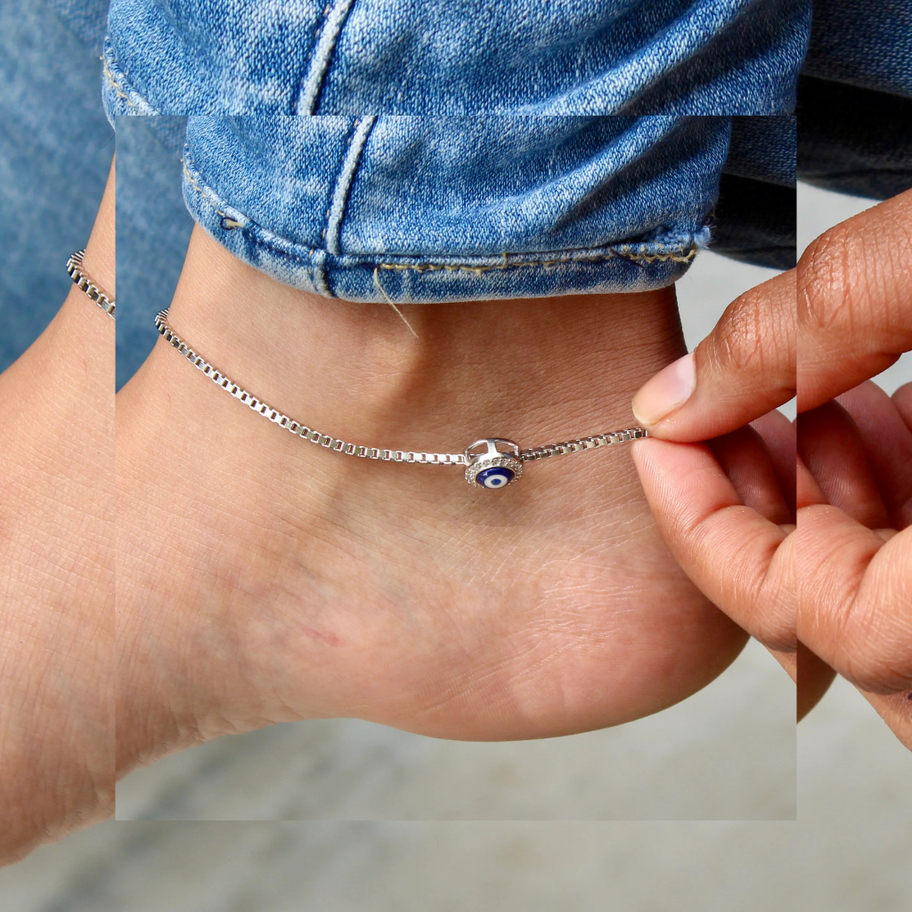 Evil Eye Anklets in 925 Silver | Stylish & Protective Anklets