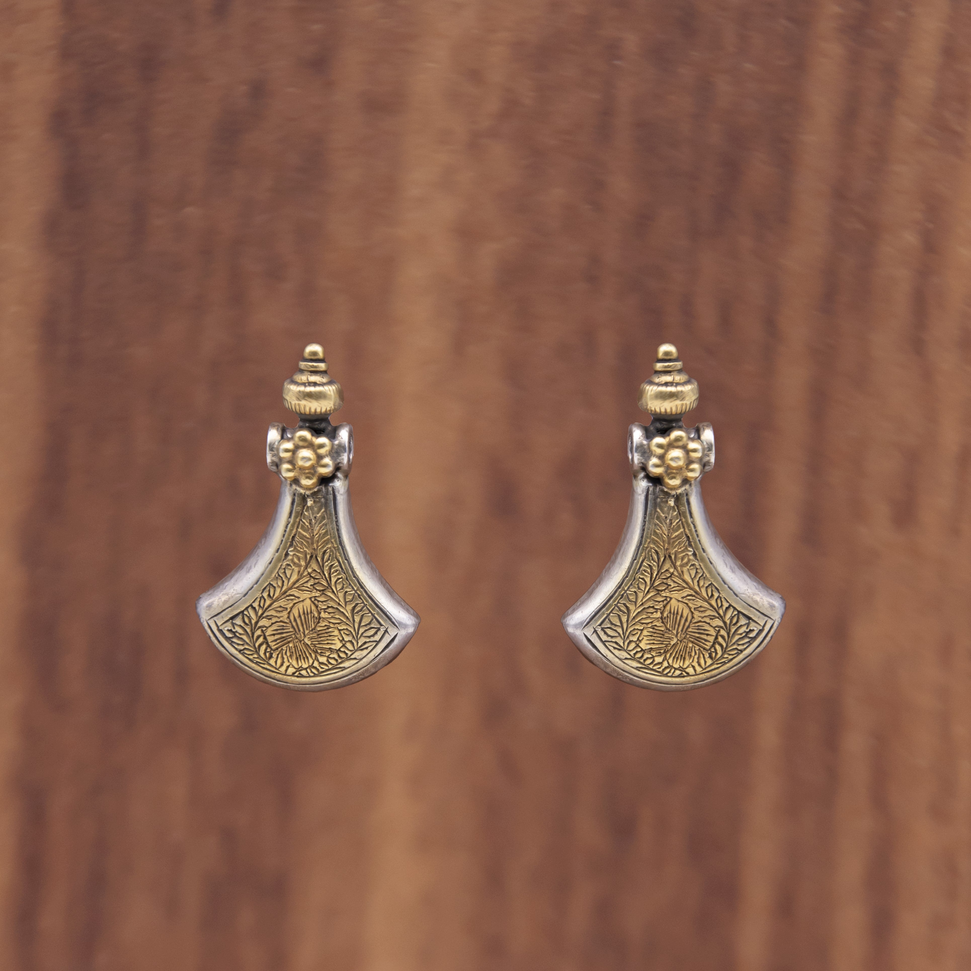 Ancient bell-shaped 925 silver jhumkas