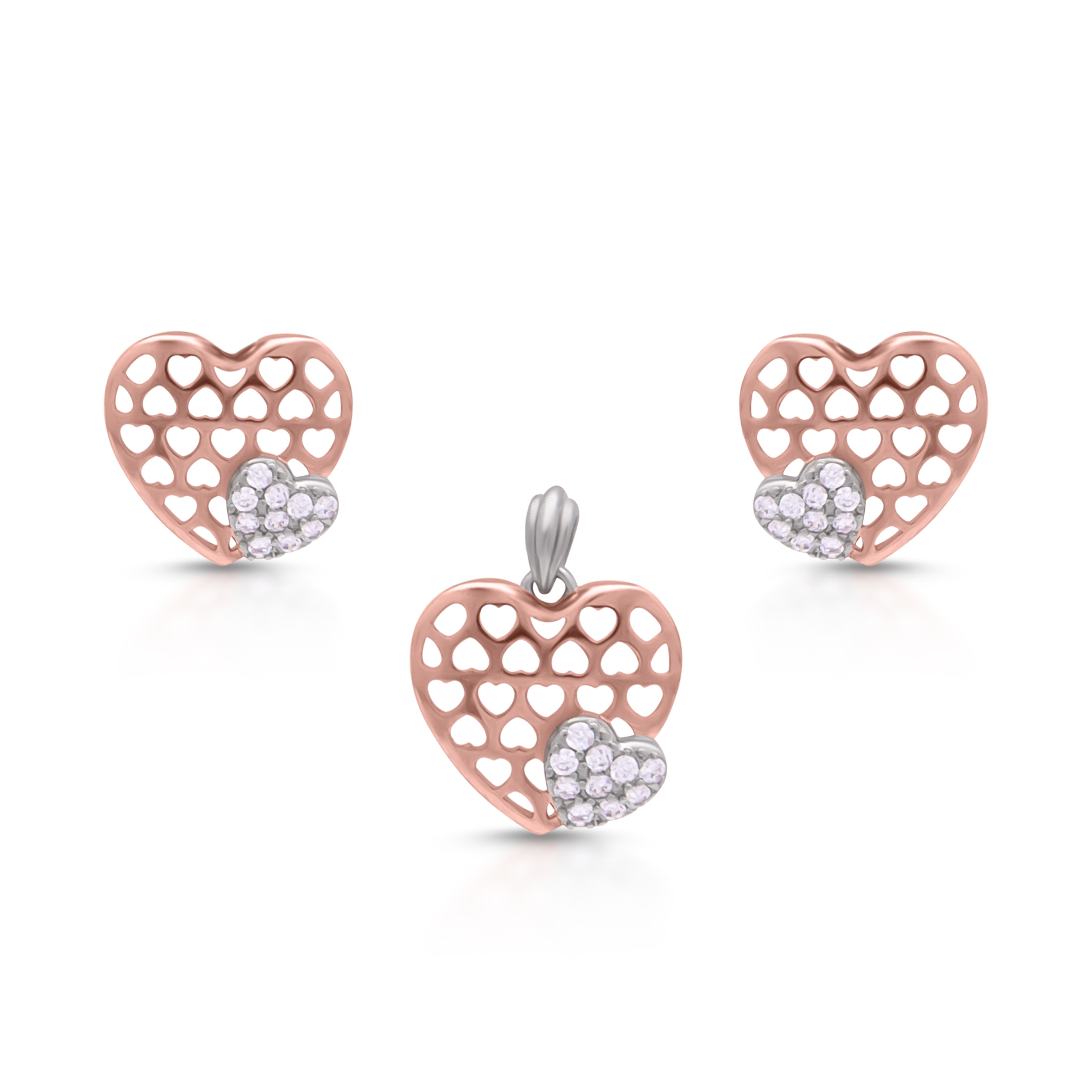 Mini Heart gold Pendant with Earrings