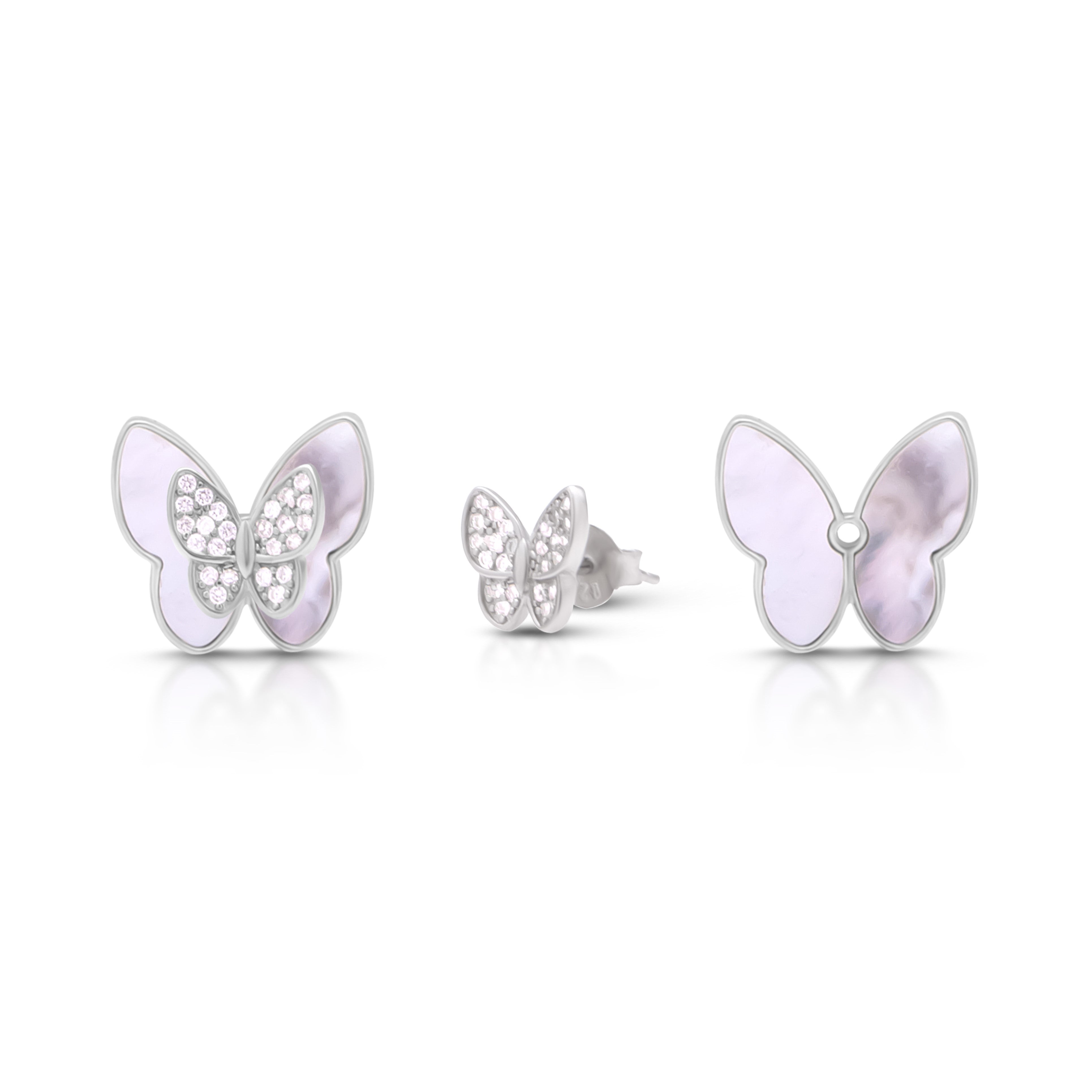 2-in-1 butterfly 925 silver Earrings