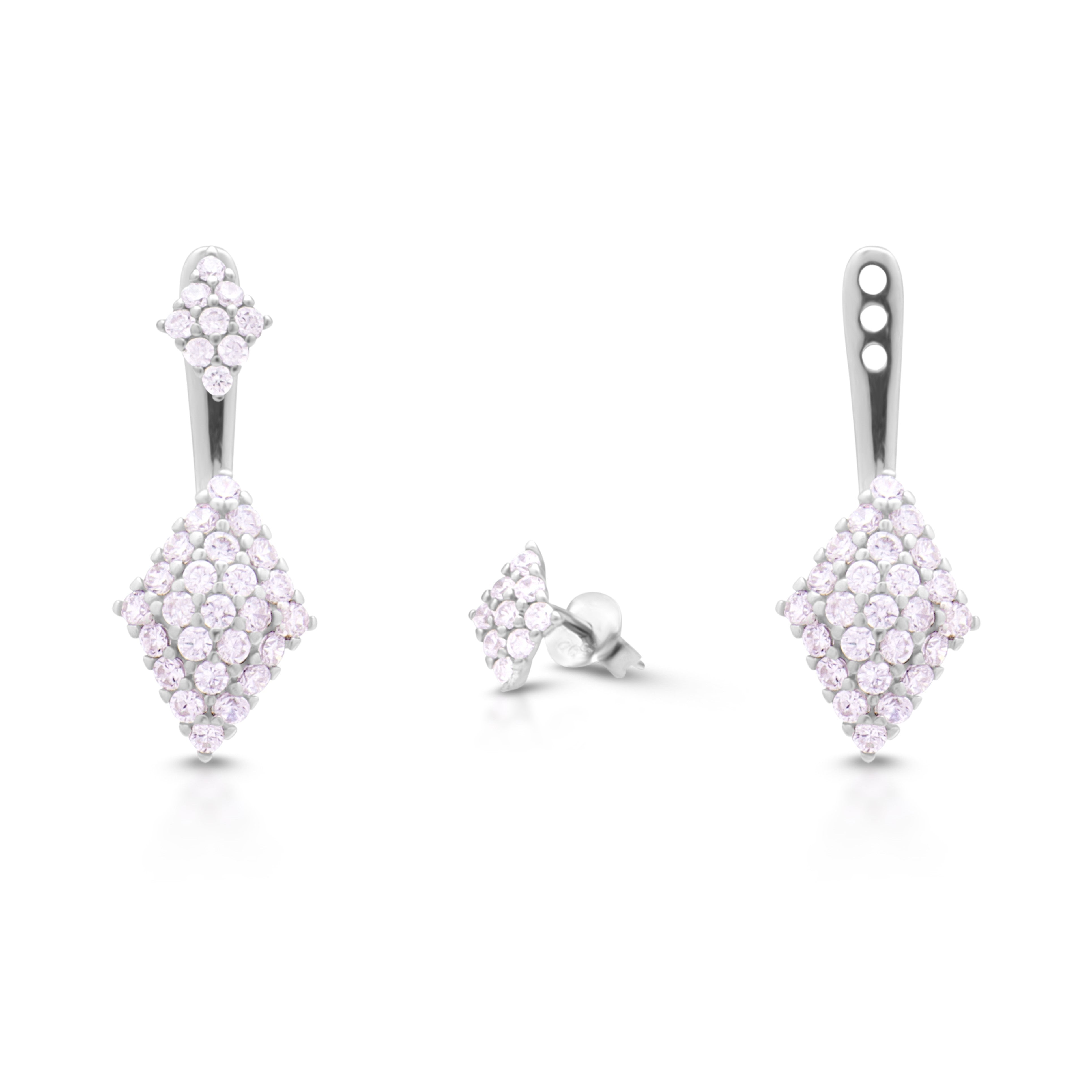 2-in-1 zircon diamond shape Earrings