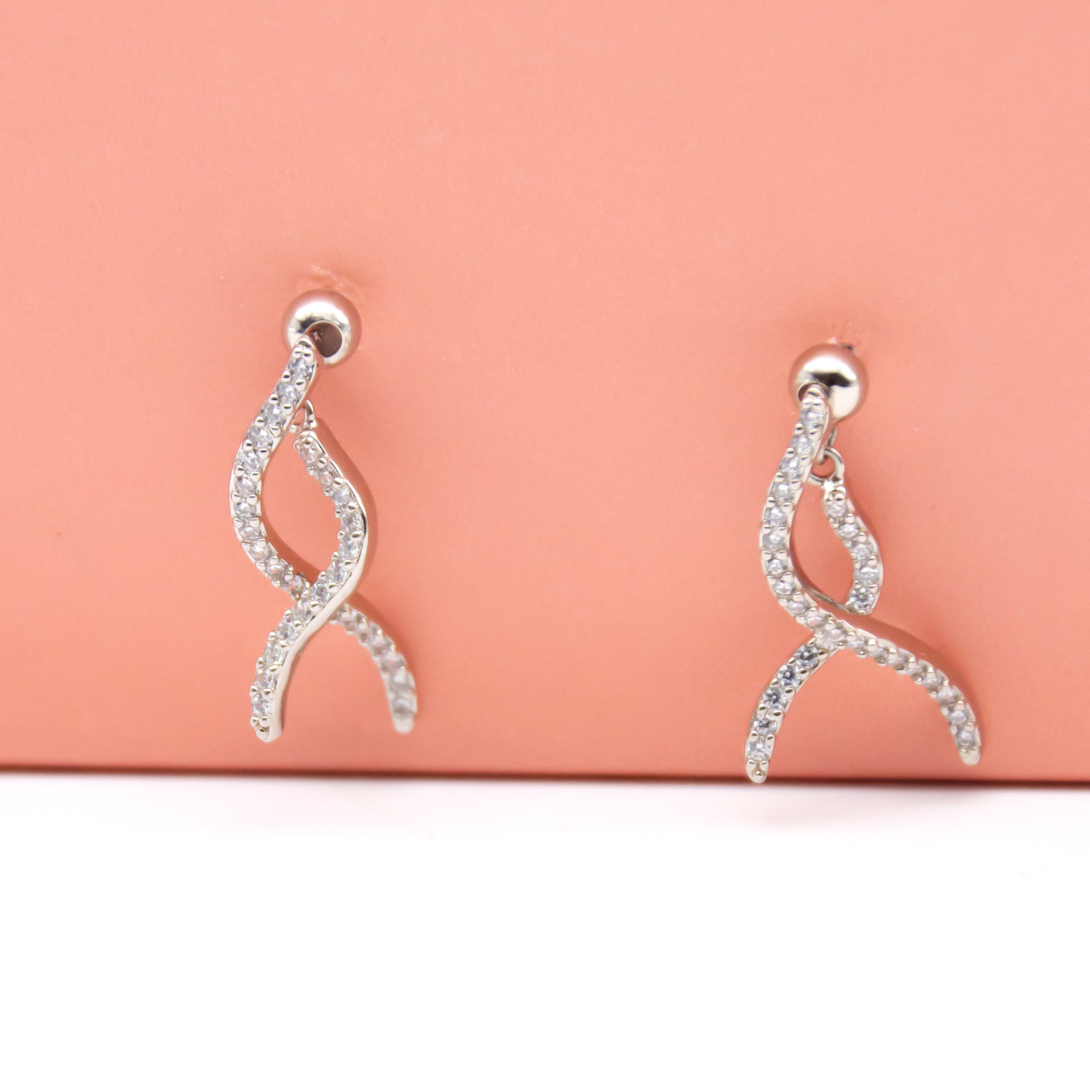 Zircon stones snake 925 silver Earrings