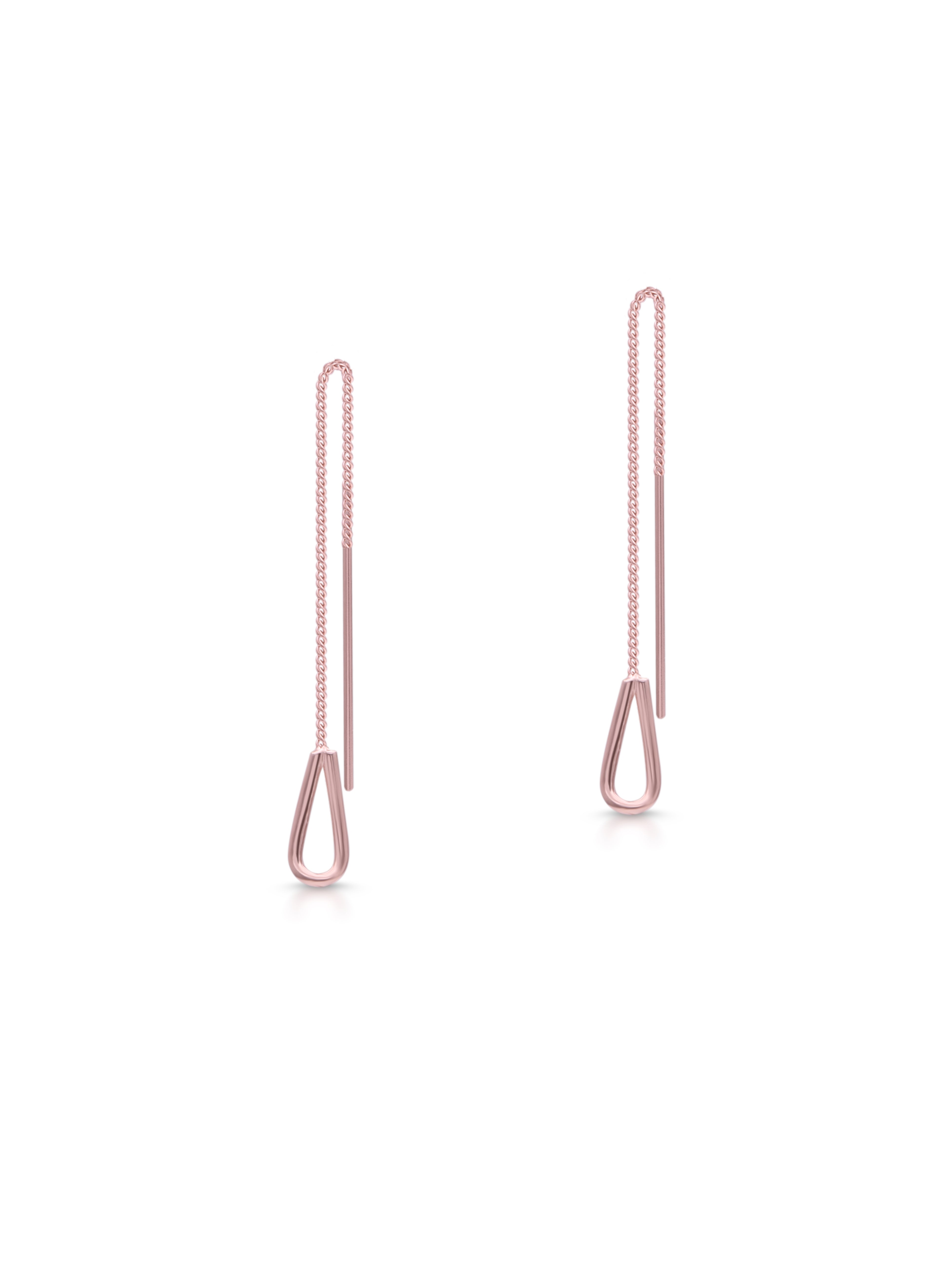 Divine Pure Silver Chain Drop Earrings in Rose Gold