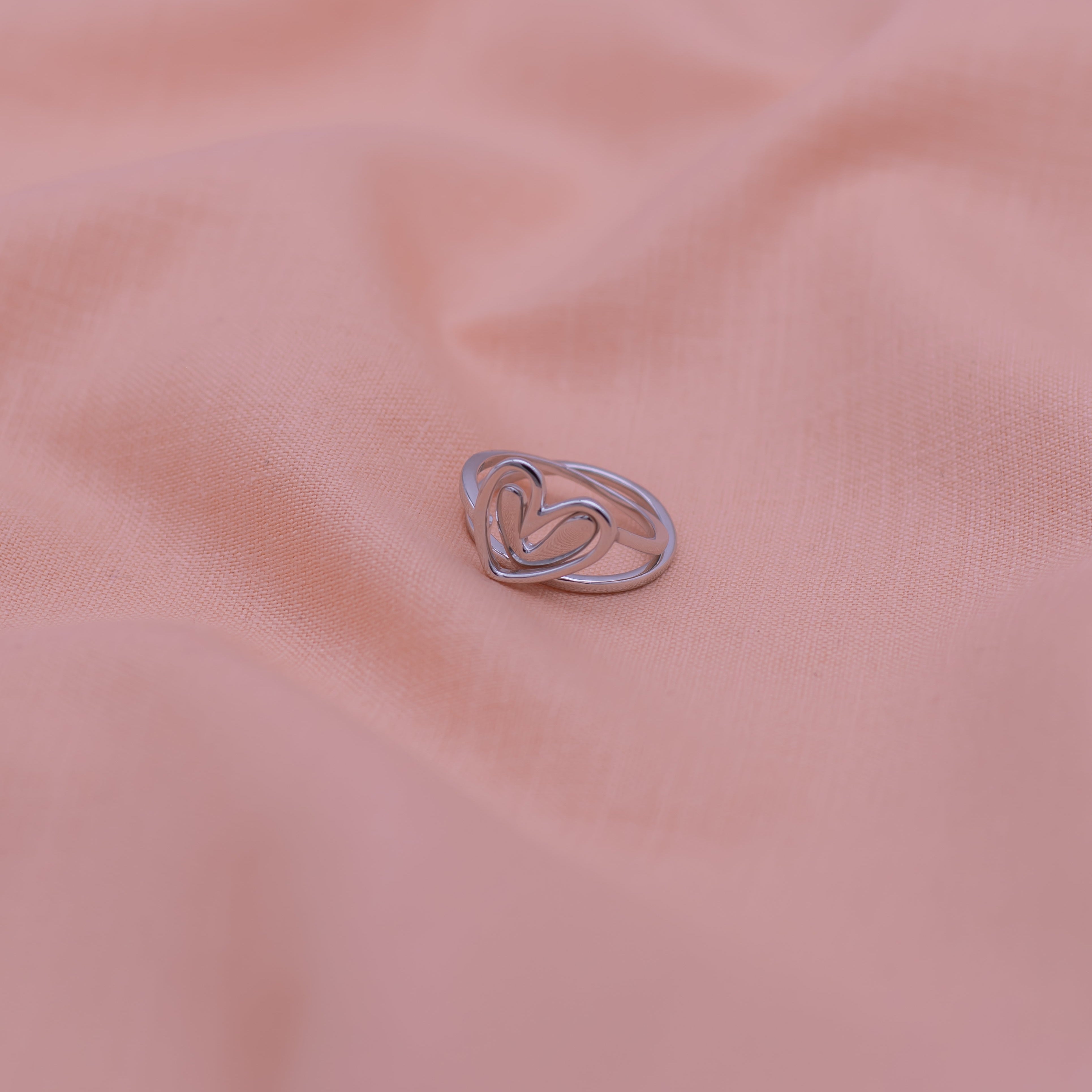 2-in-1 heart wired pure silver minimal ring