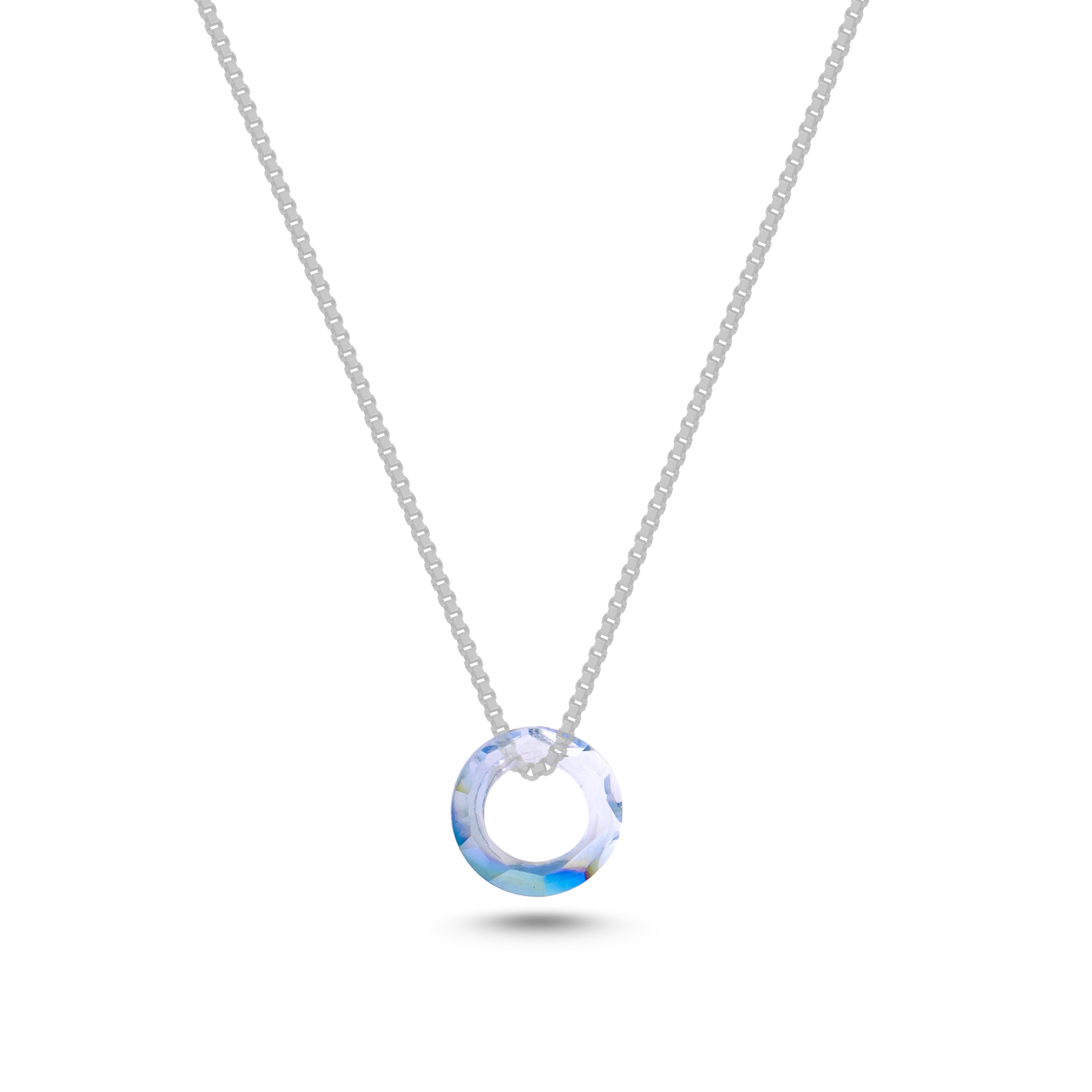 Glassy Ring pendant with minimal 925 silver chain