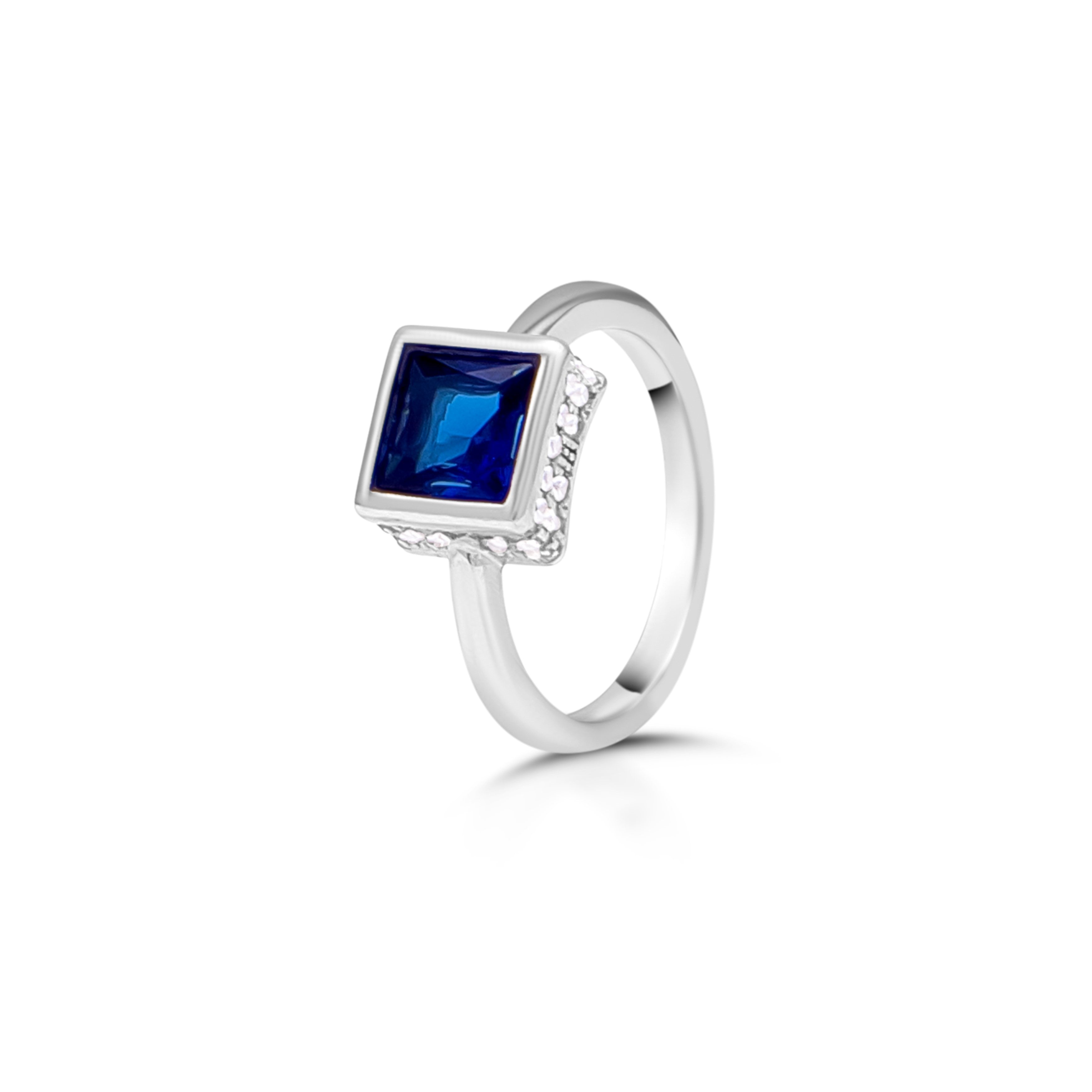 Sapphire stone cube heavy 925 sterling Ring