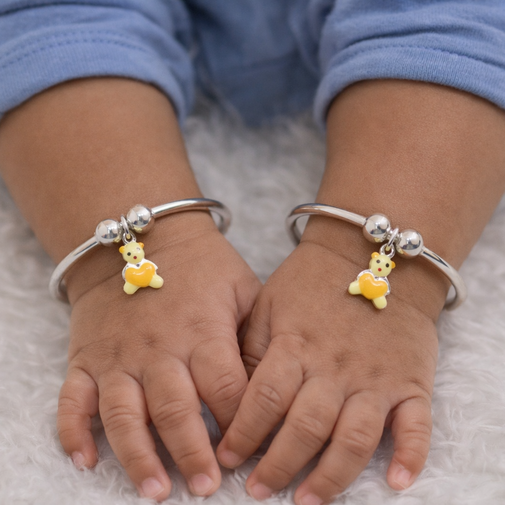 Teddy Pure Silver Kadha- Pair