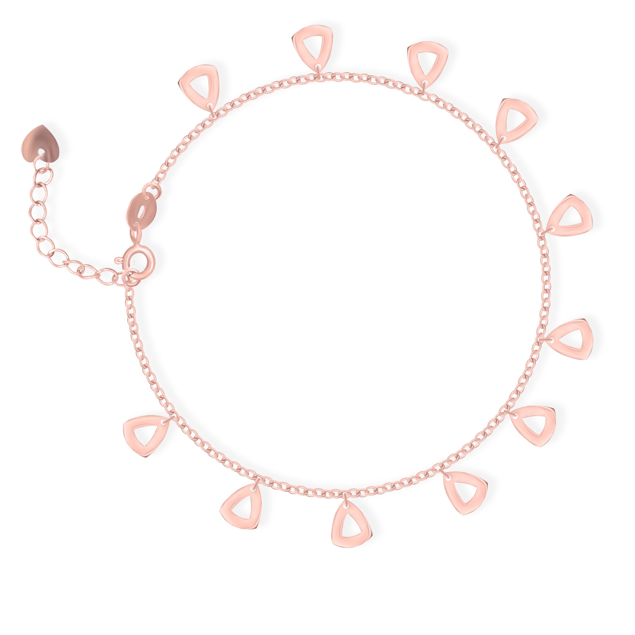 Cube minimal pure silver anklets in rose gold- single piece