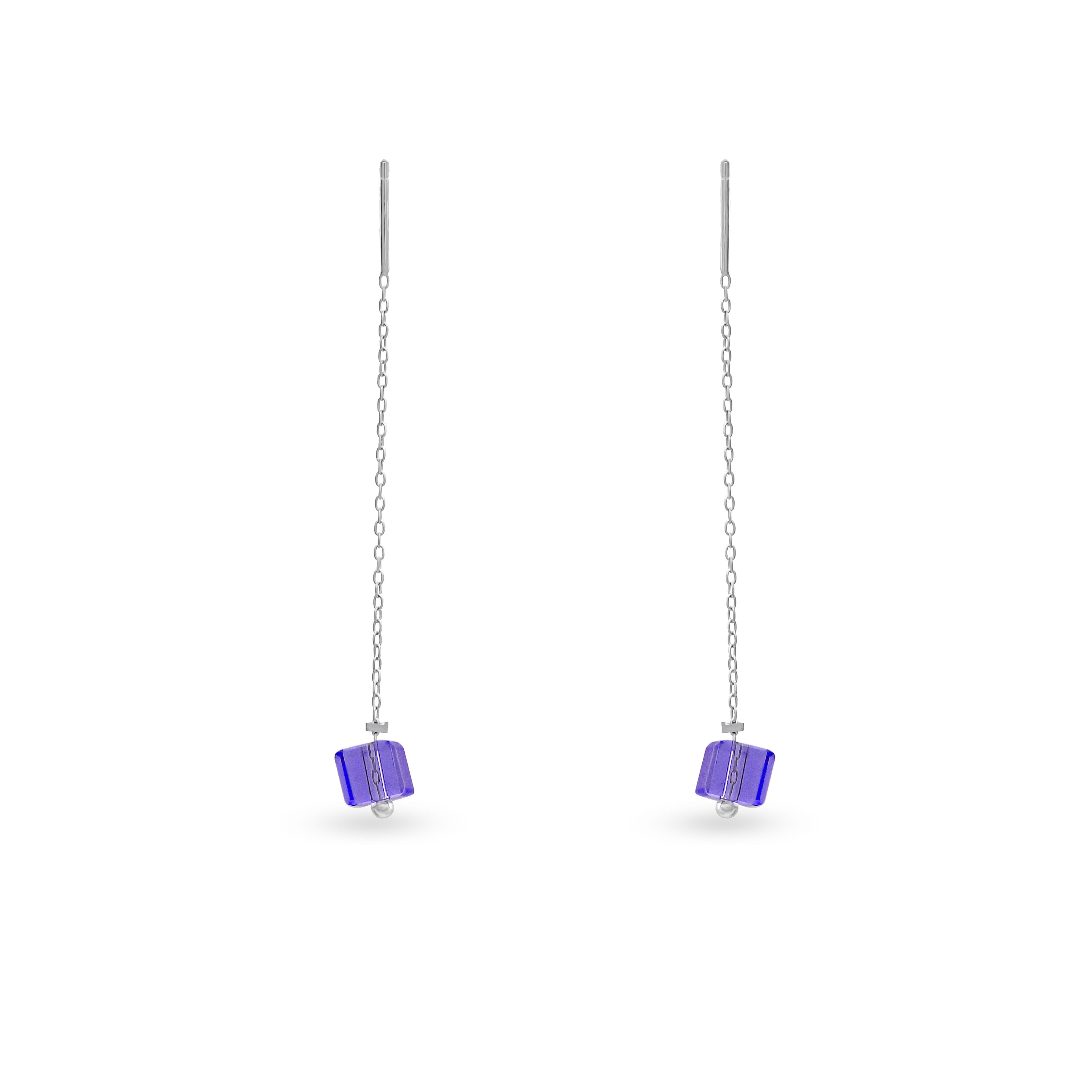 Lavender stone chain 925 silver Earrings